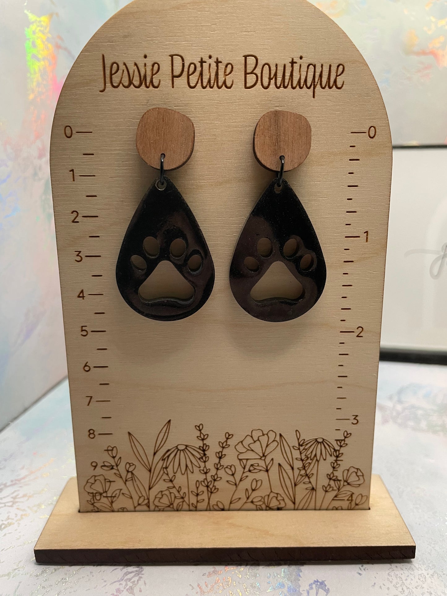 La Patte : Boucles d'oreilles noires - Acier inoxydable