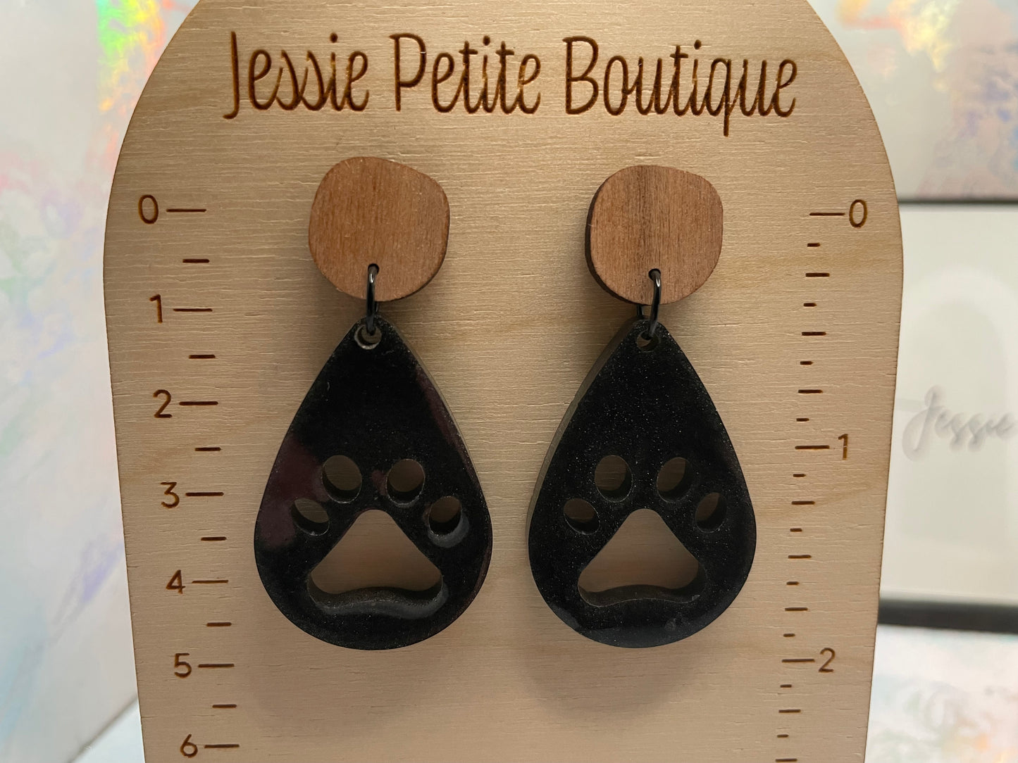 La Patte : Boucles d'oreilles noires - Acier inoxydable