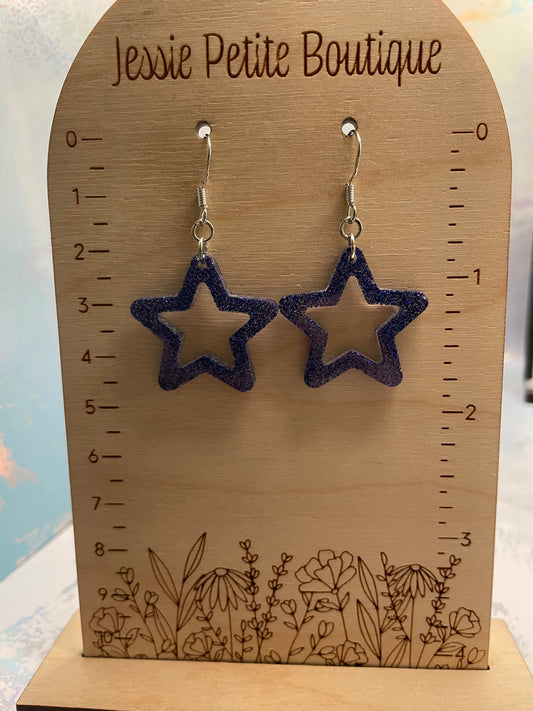 Boucles d'oreilles étoiles bleues scintillantes