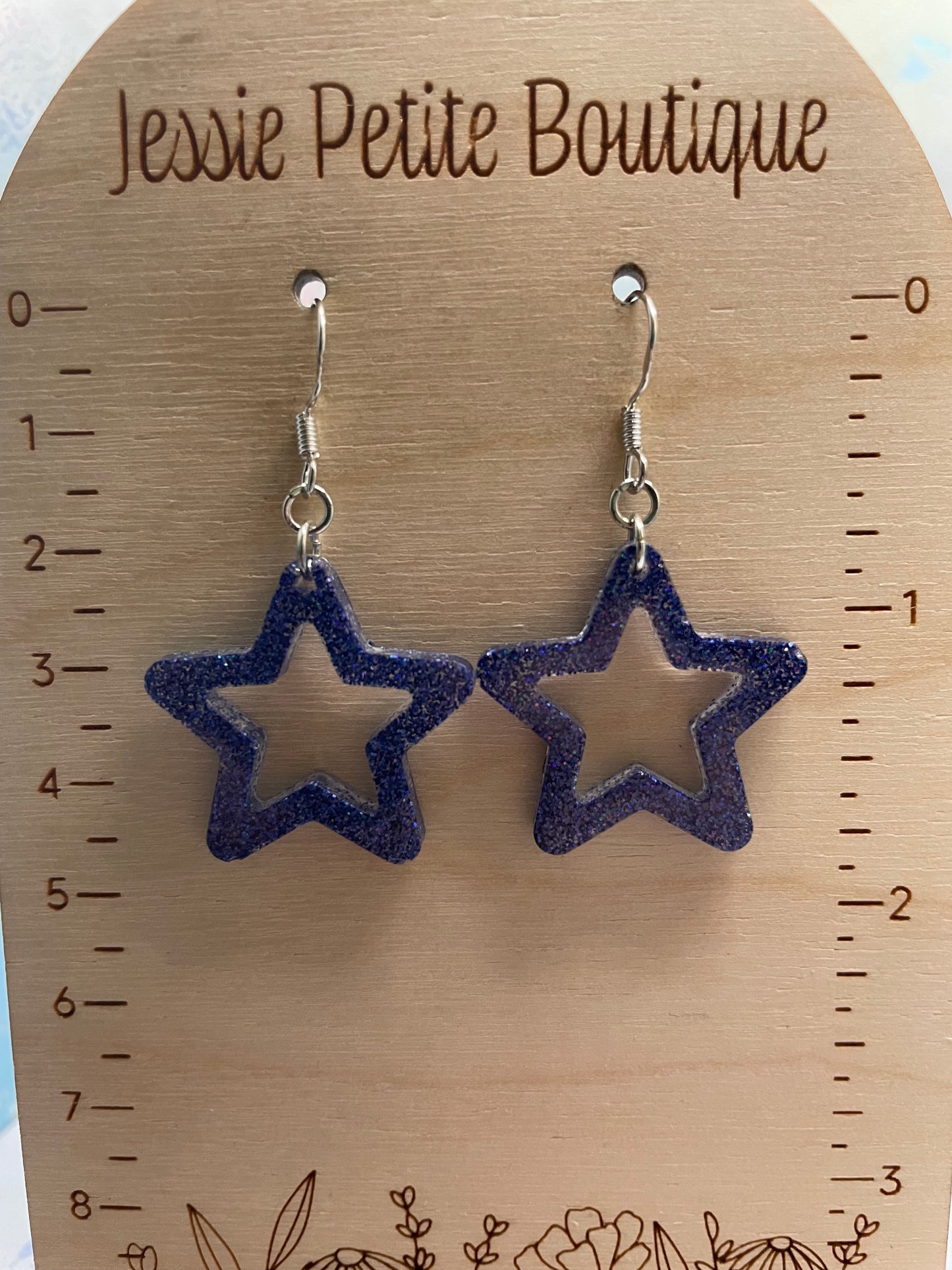 Boucles d'oreilles étoiles bleues scintillantes
