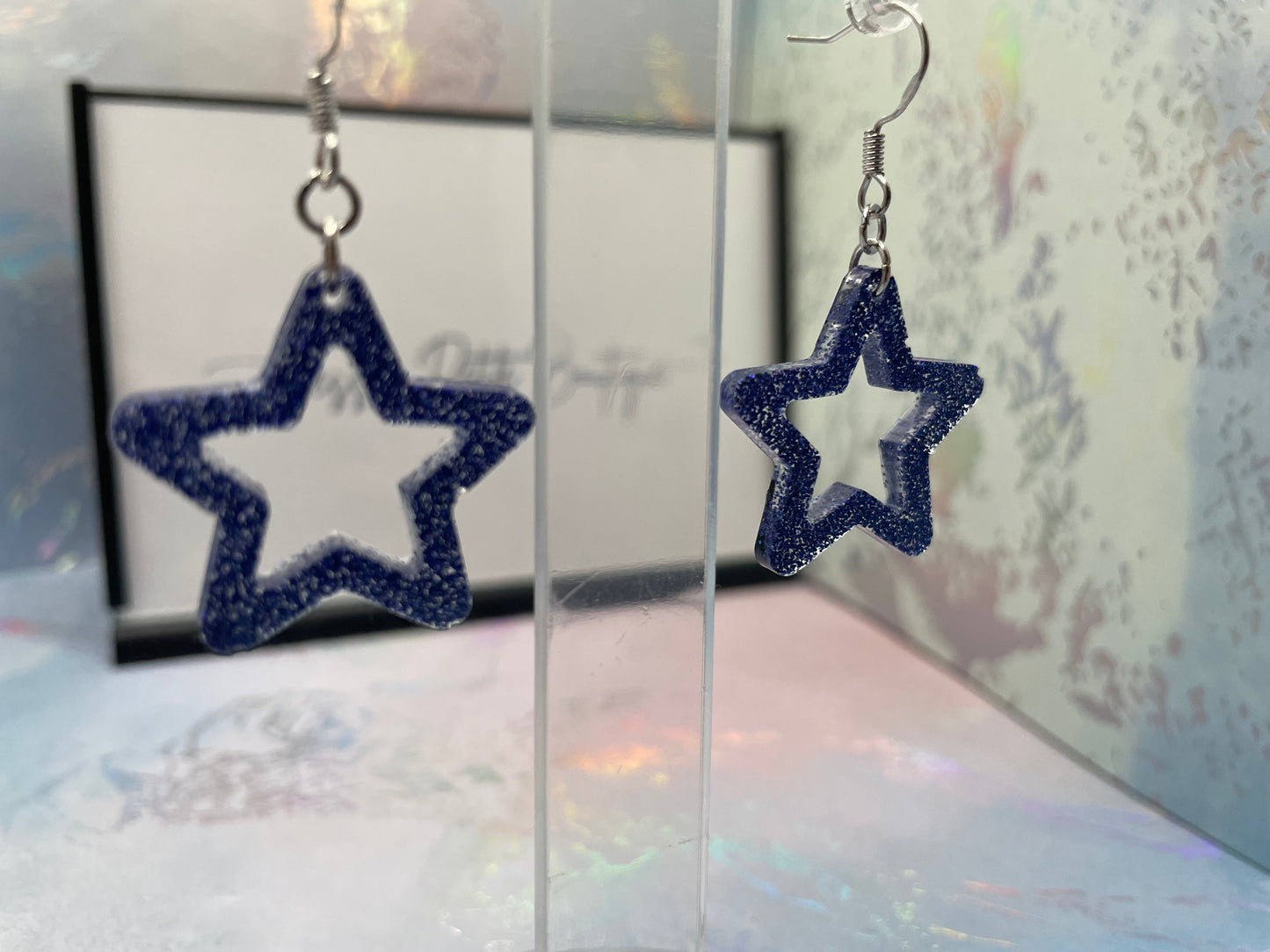 Boucles d'oreilles étoiles bleues scintillantes