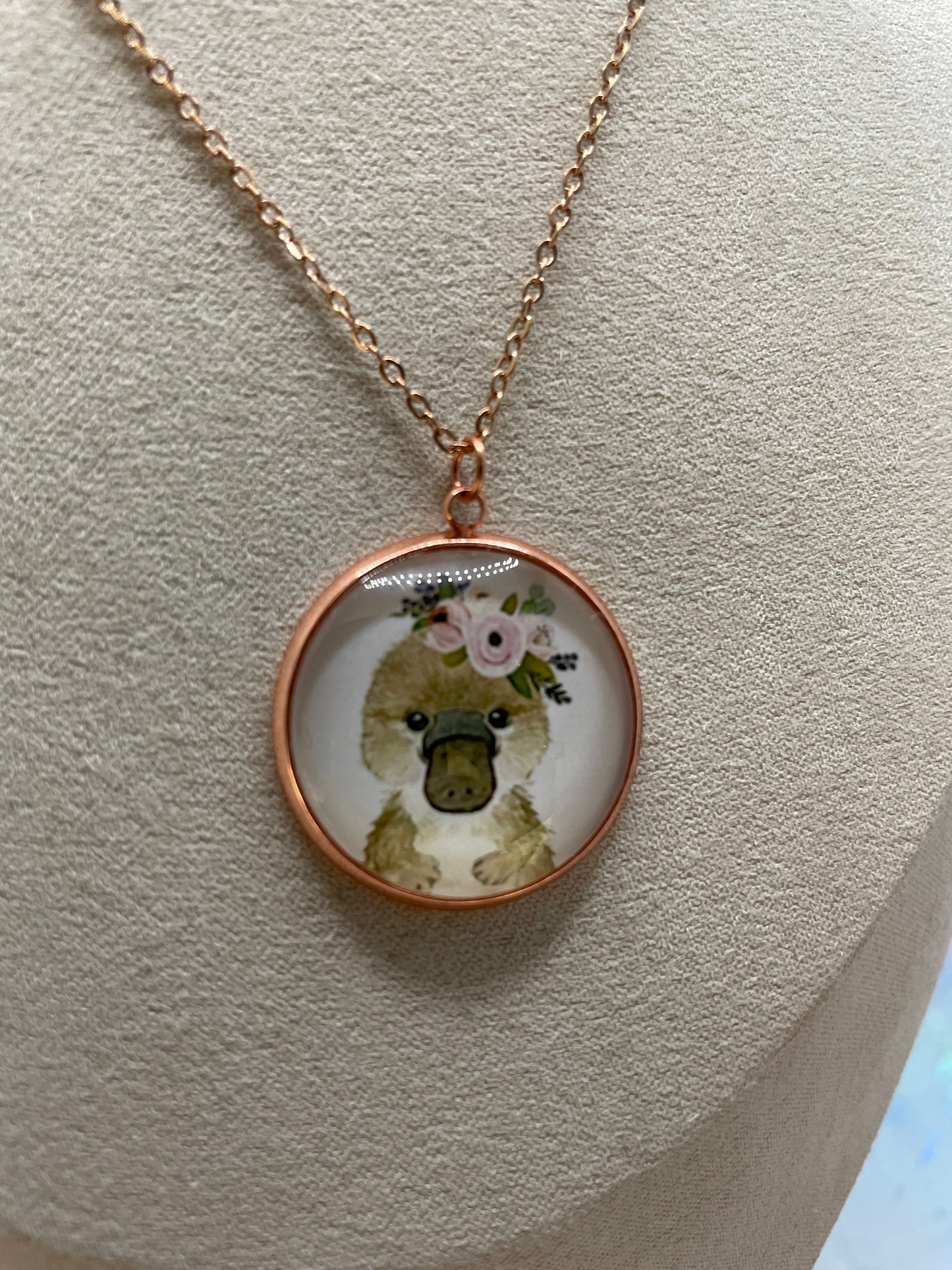 Collier Cabochon Portrait Animaux Couronne Floral -Acier Inoxydable