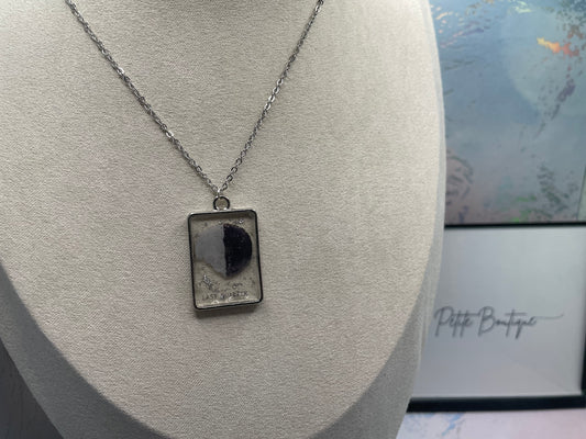 Collier pendentif lune argent et noir - Sans nickel
