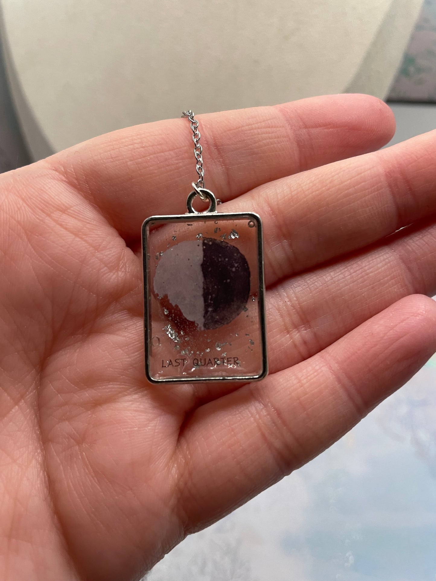 Collier pendentif lune argent et noir - Sans nickel