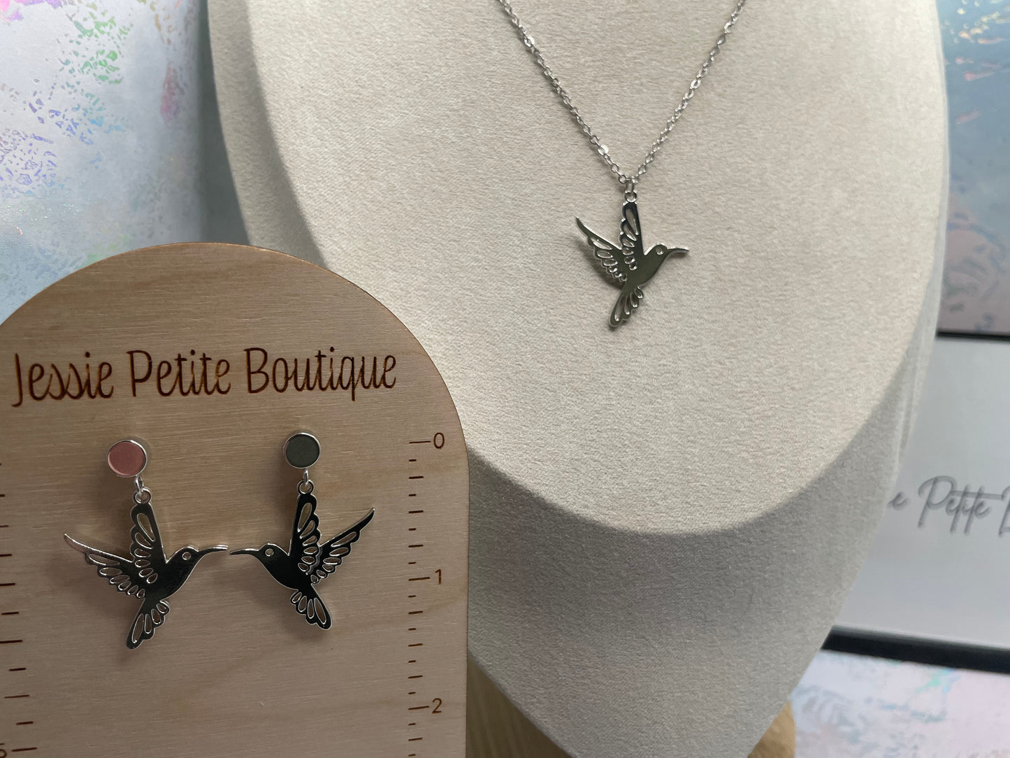 Ensemble de bijoux élégant en forme de colibri