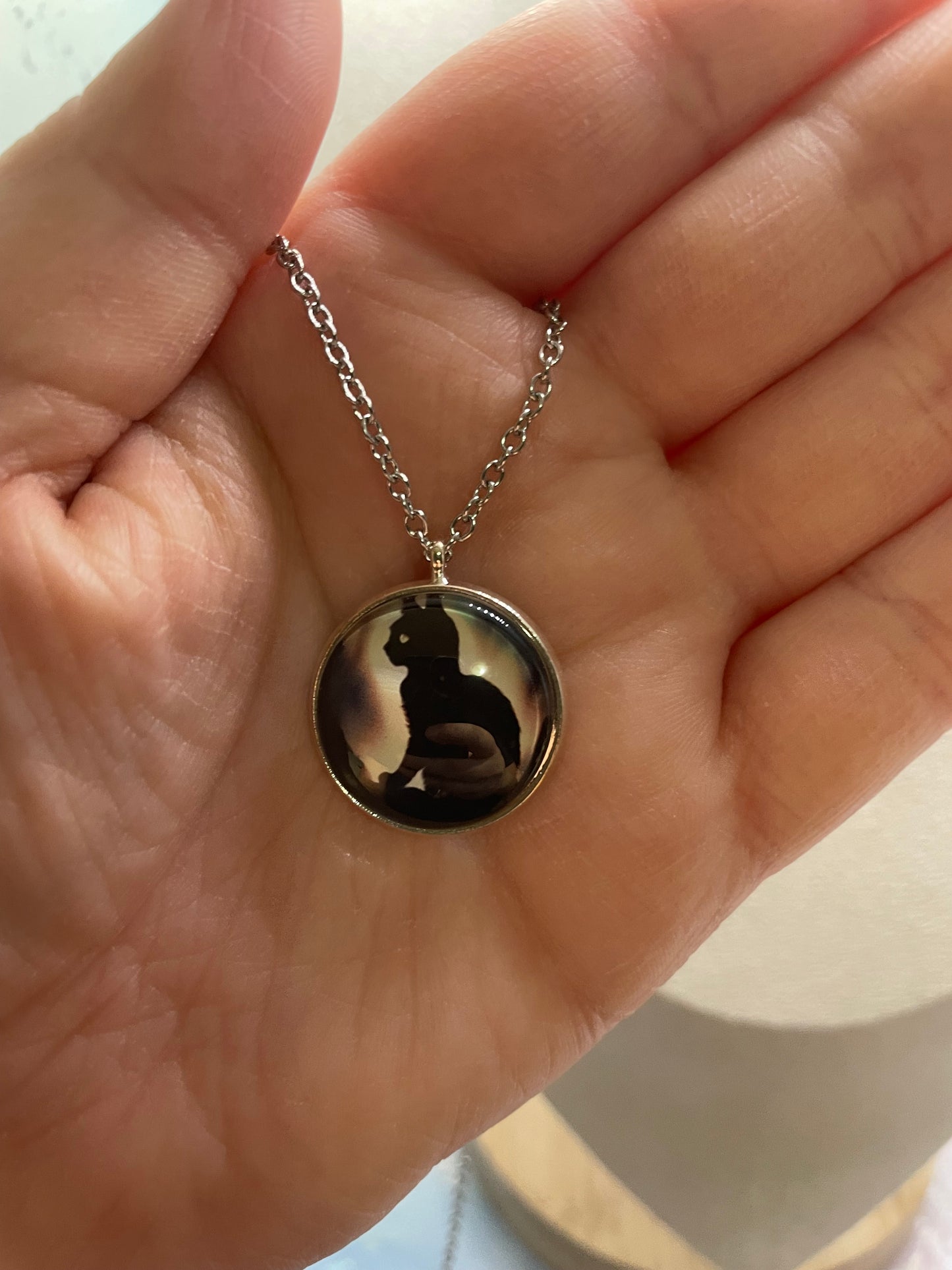 Collier Silhouette de Chat Noir (Édition Argent)-Acier Inoxydable+Sans Nickel