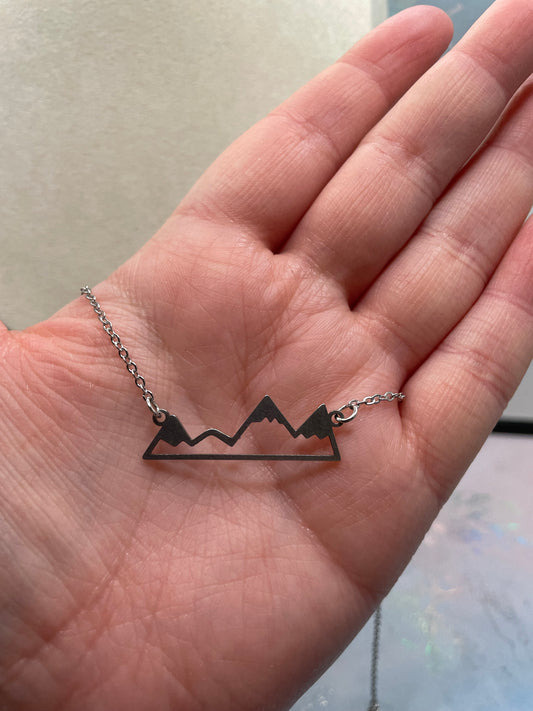 Silver Mountain Pendant Necklace-NICKEL FREE+STAINLESS STEEL