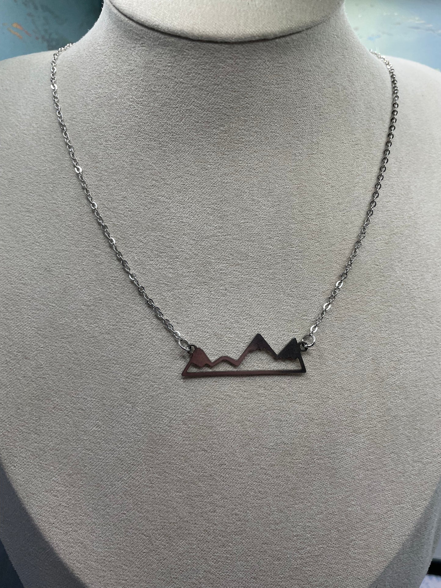 Silver Mountain Pendant Necklace-NICKEL FREE+STAINLESS STEEL