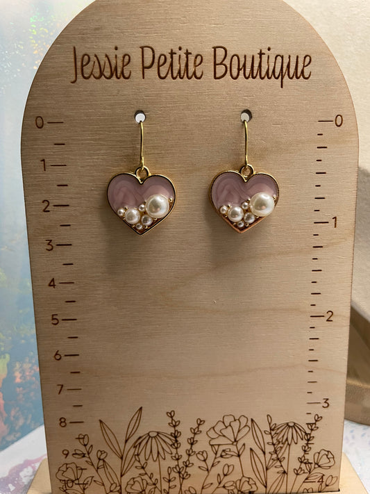 Heart & Pearl Jewelry Set- NICKEL FREE+STAINLESS STEEL