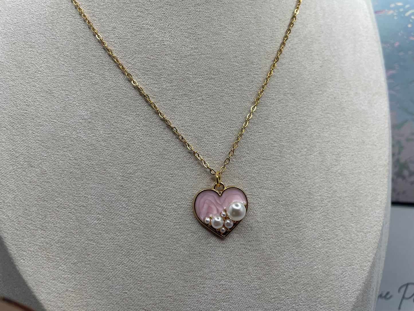 Heart & Pearl Jewelry Set- NICKEL FREE+STAINLESS STEEL