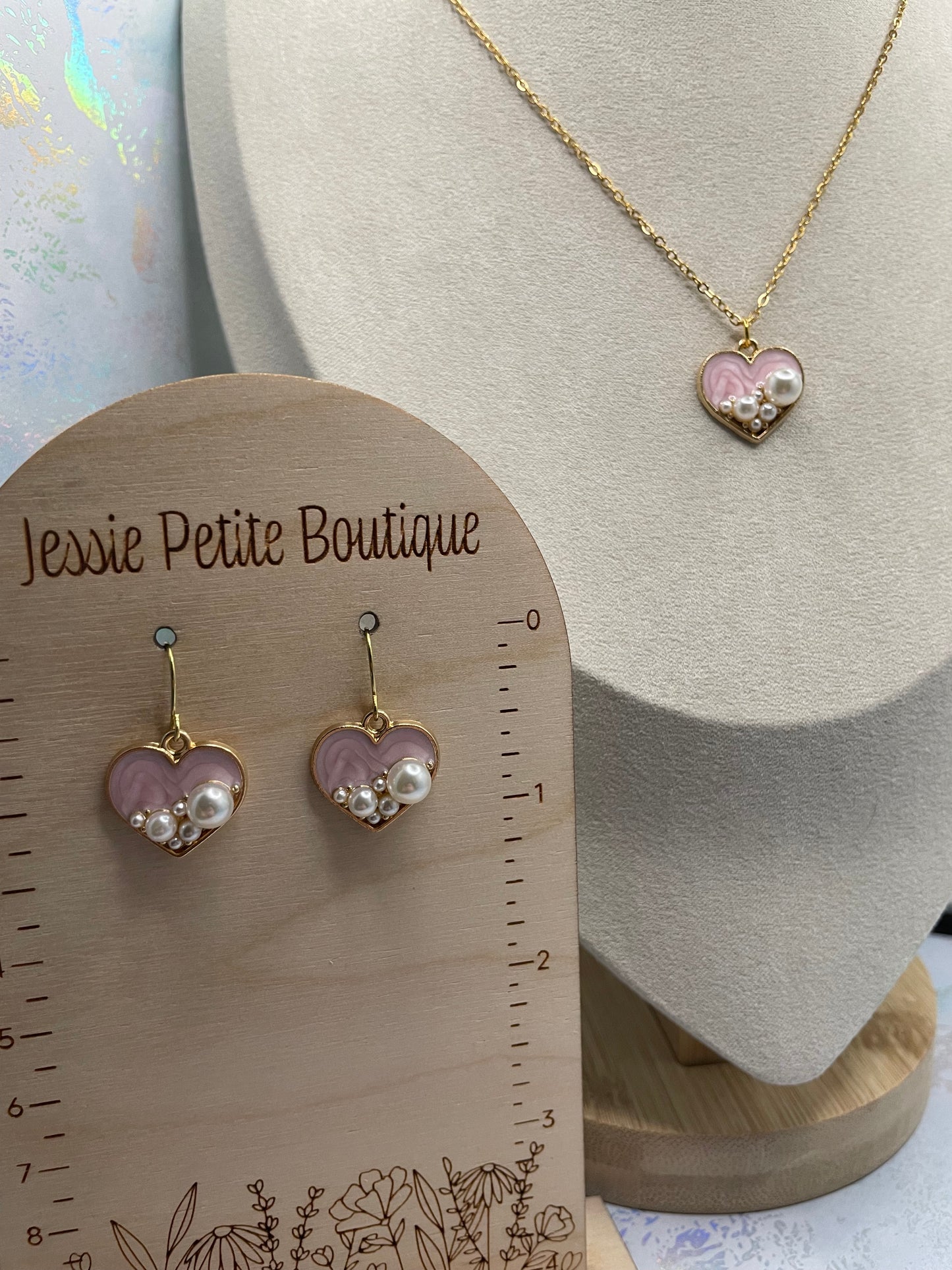 Heart & Pearl Jewelry Set- NICKEL FREE+STAINLESS STEEL