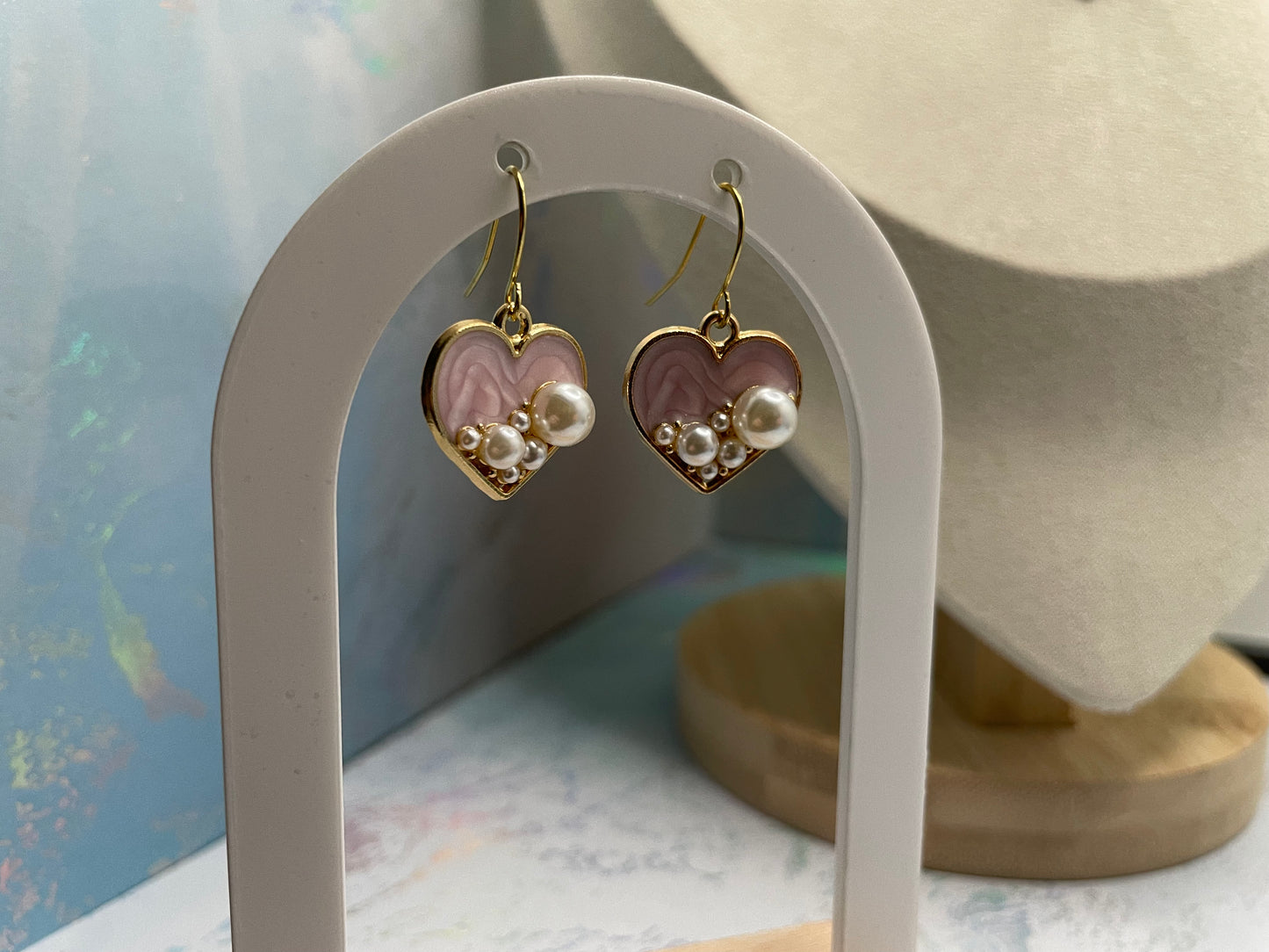 Heart & Pearl Jewelry Set- NICKEL FREE+STAINLESS STEEL