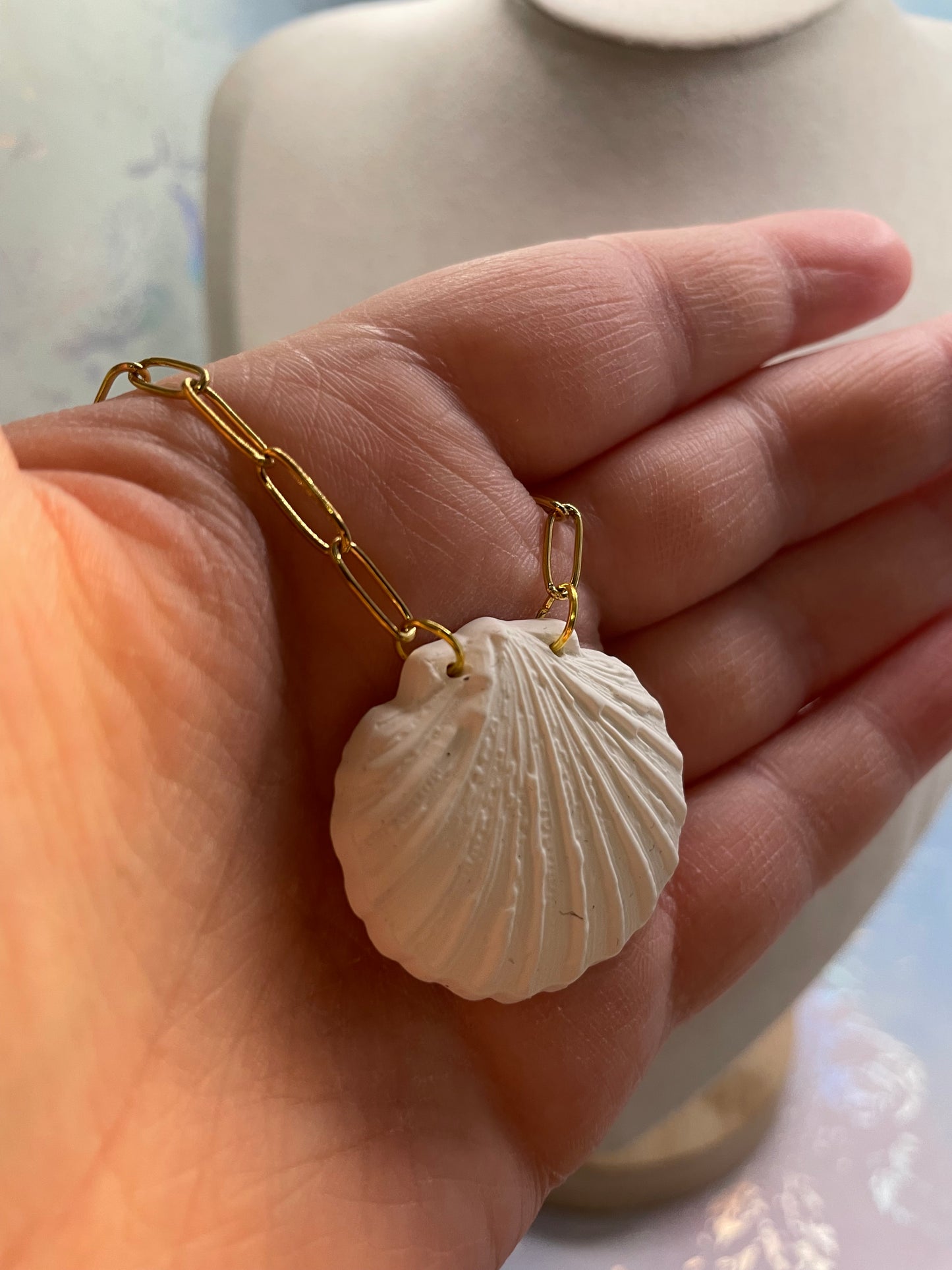 White Clay Shell Jewelry Set-Stainless Steel