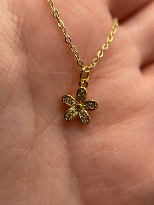 Gold Flower Charm Pendant- NICKEL FREE+GOLD PLATED