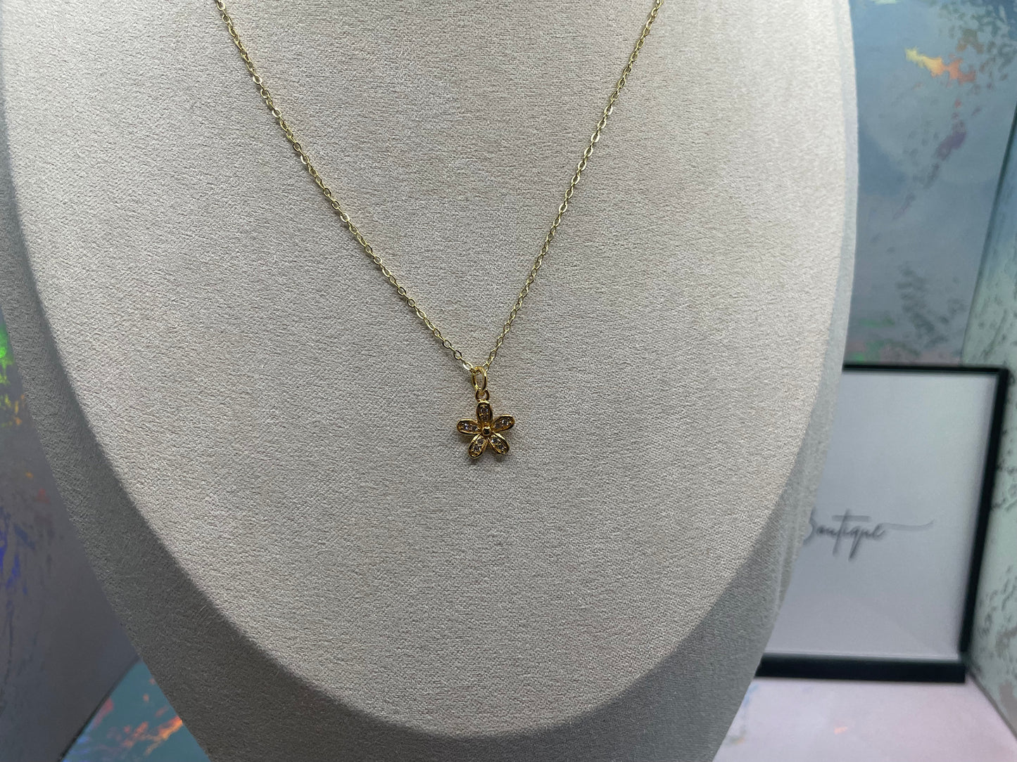 Gold Flower Charm Pendant- NICKEL FREE+GOLD PLATED
