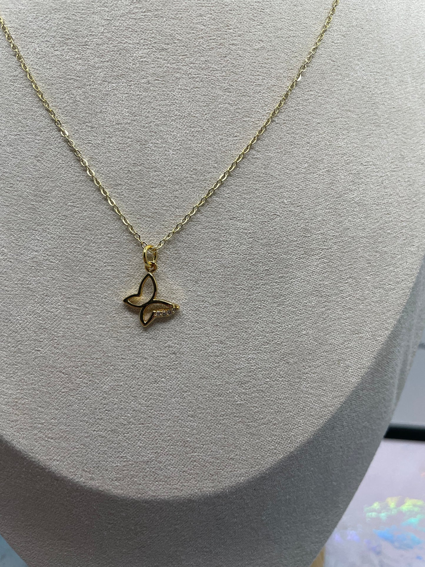 Delicate Gold Butterfly Necklace-18''NICKEL FREE