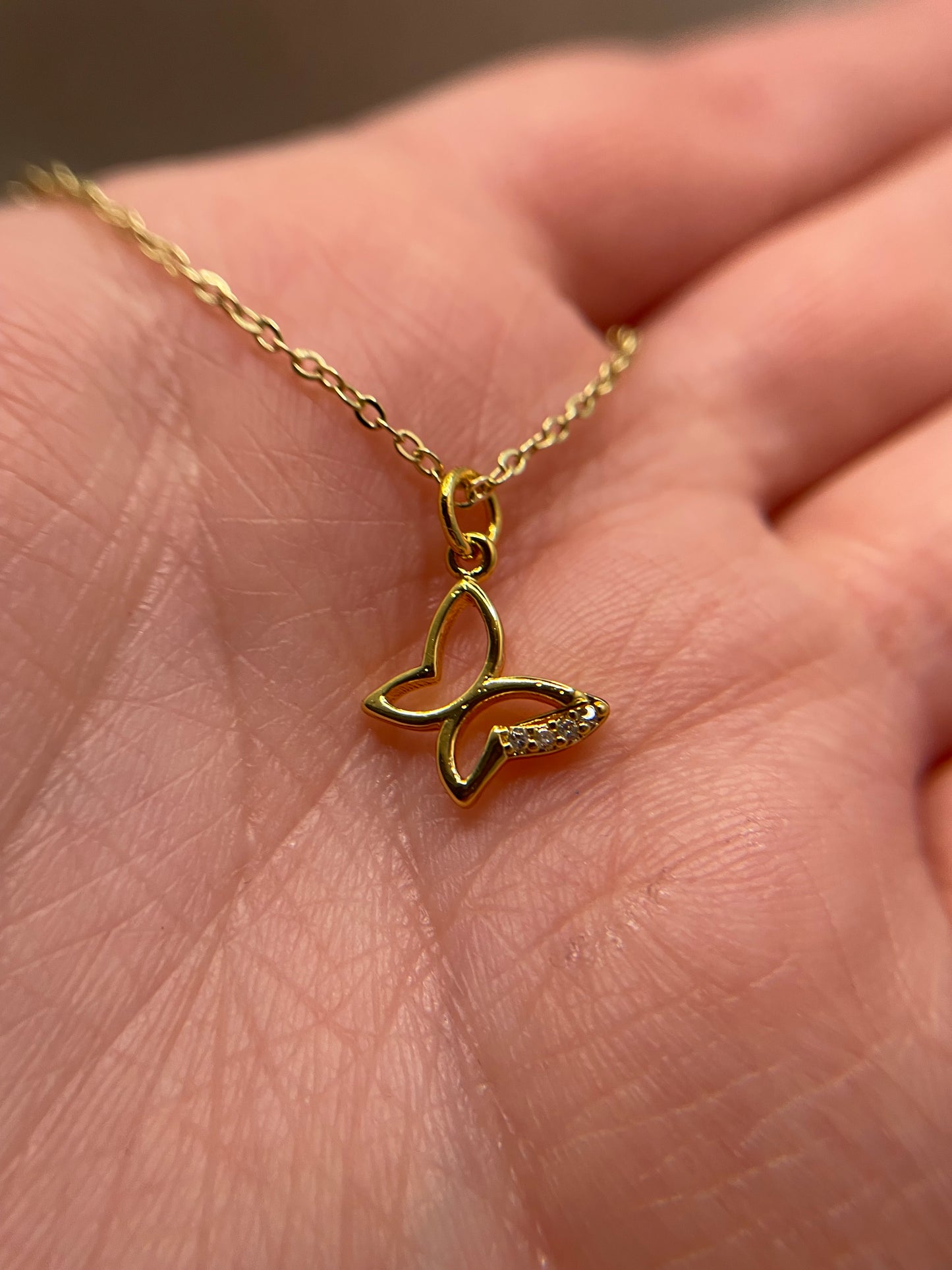 Delicate Gold Butterfly Necklace-18''NICKEL FREE