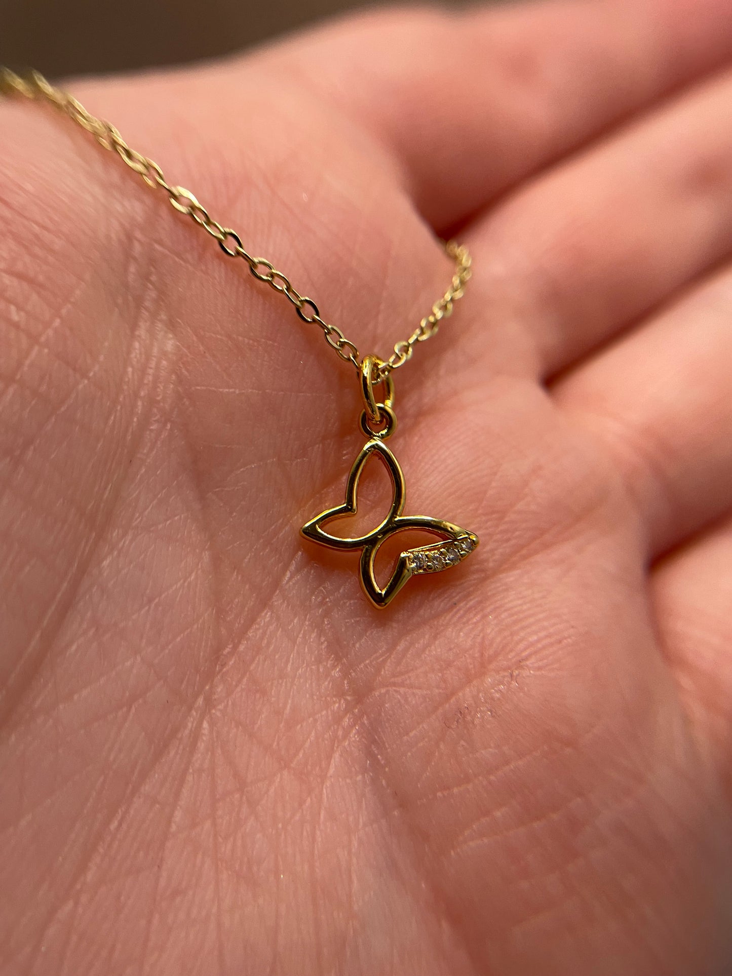 Delicate Gold Butterfly Necklace-18''NICKEL FREE