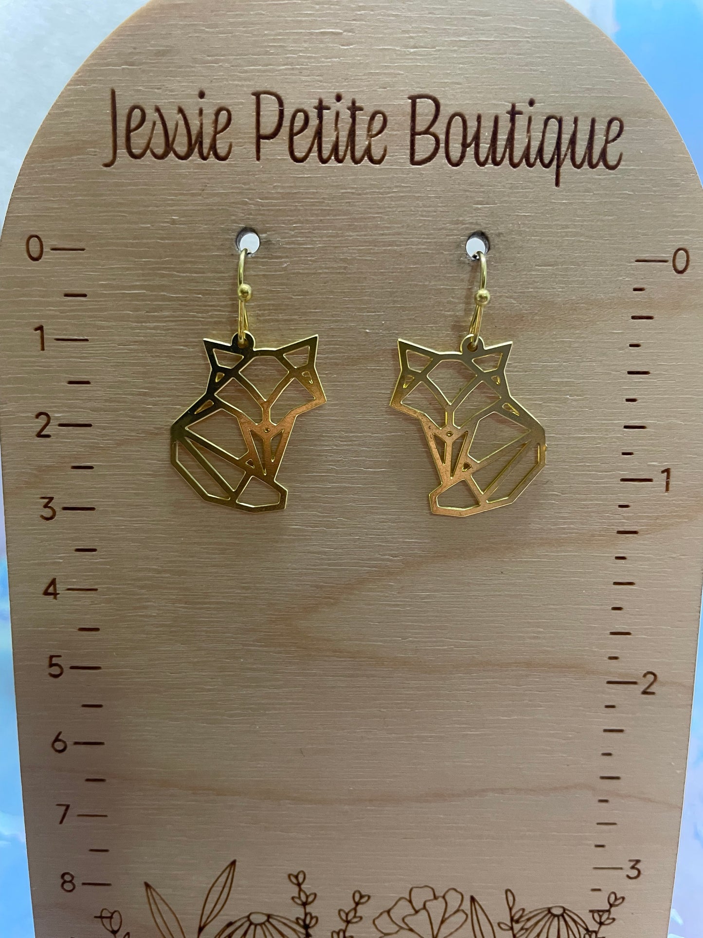 Yellow Gold Geometric Fox Necklace & Earrings