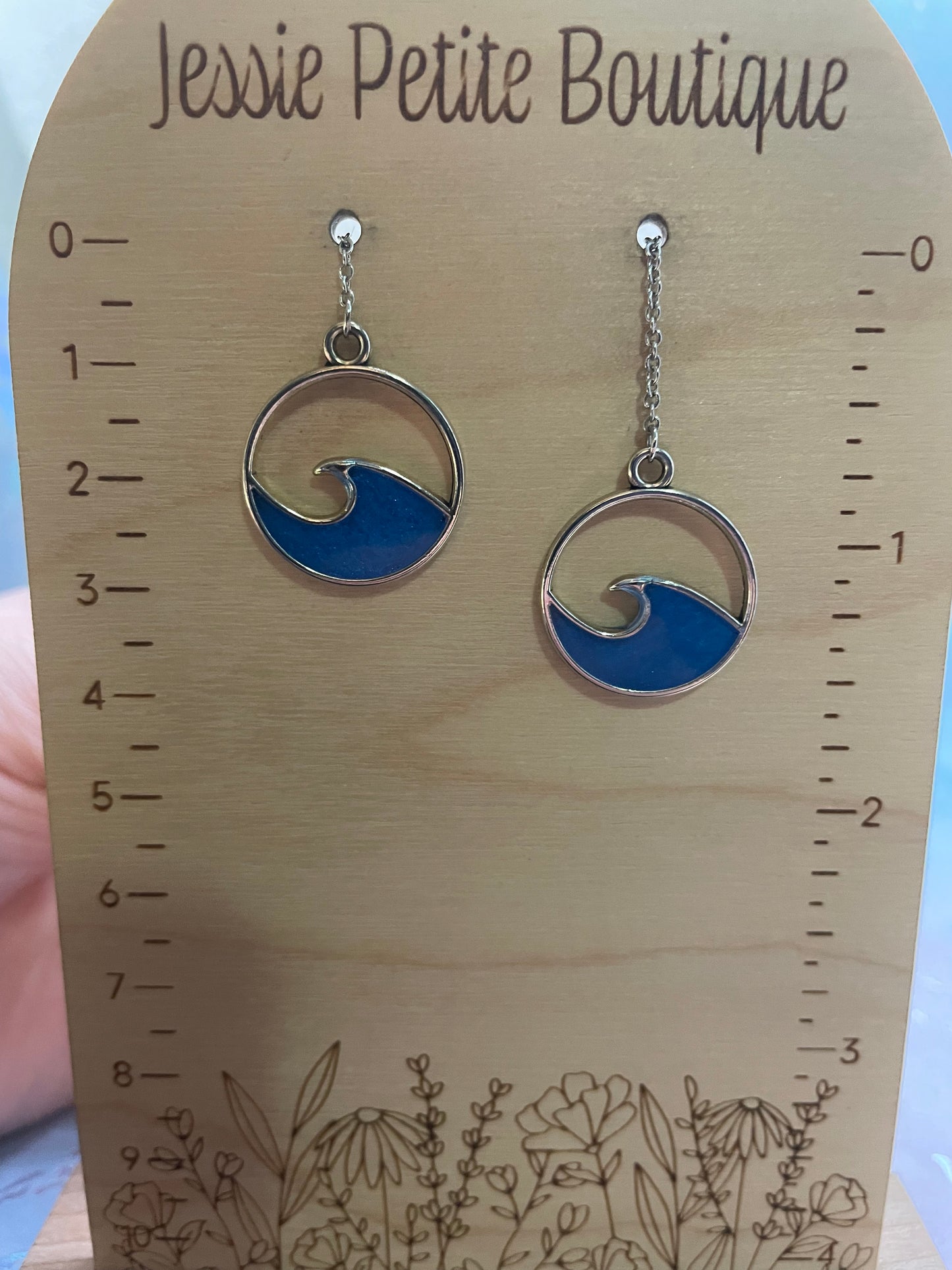 Ensemble Vague Bleu dans Cercle Argenté