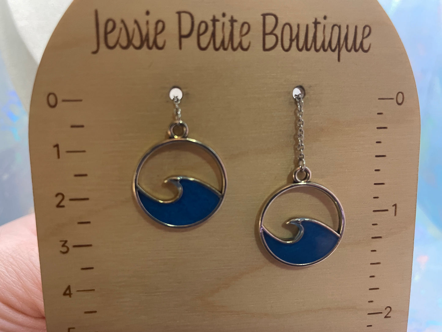 Ensemble Vague Bleu dans Cercle Argenté