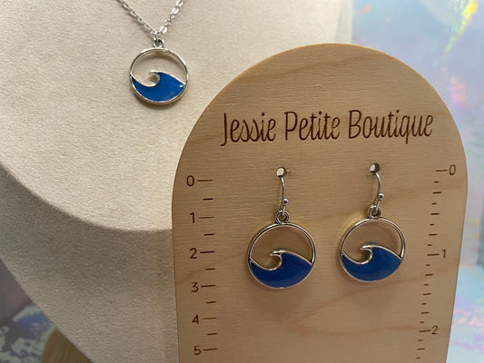 Ensemble Vague Bleu dans Cercle Argenté