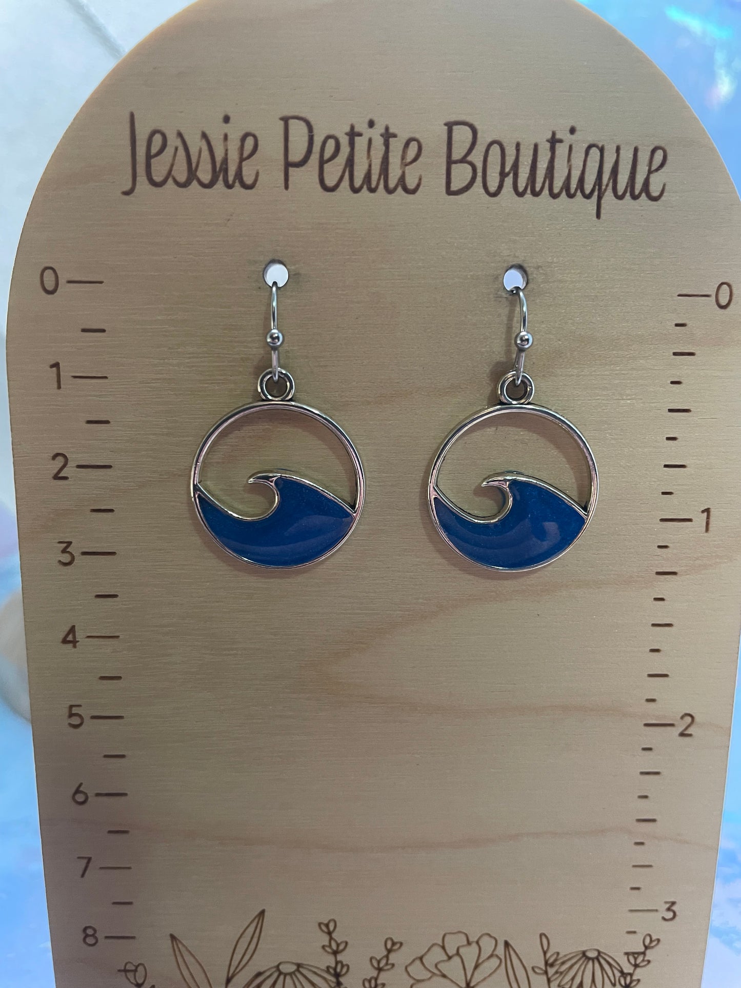 Ensemble Vague Bleu dans Cercle Argenté