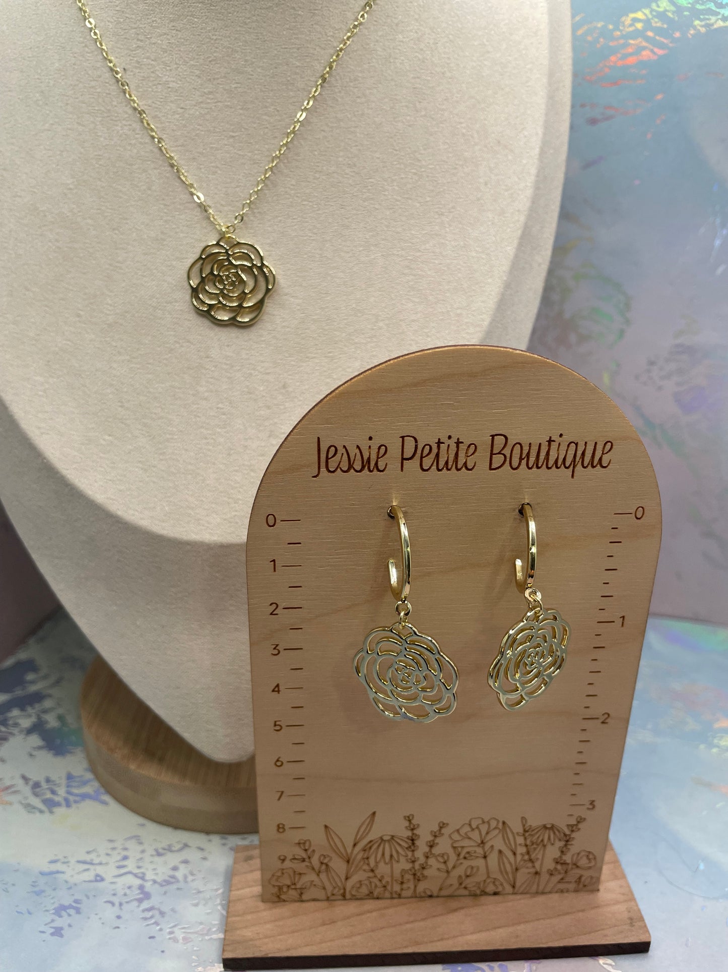 Ensemble Rose Dorée en métal-Sans Nickel