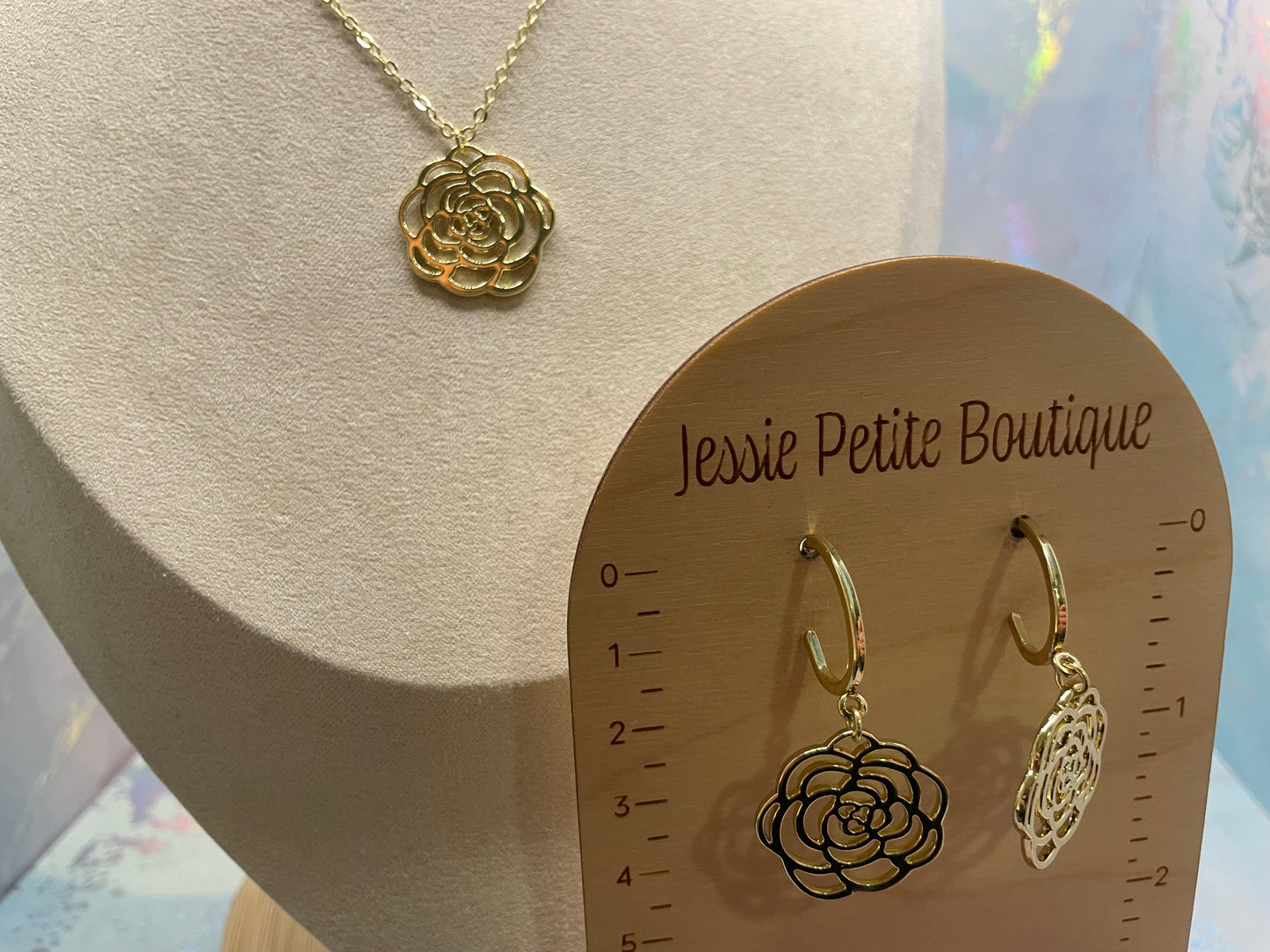 Ensemble Rose Dorée en métal-Sans Nickel