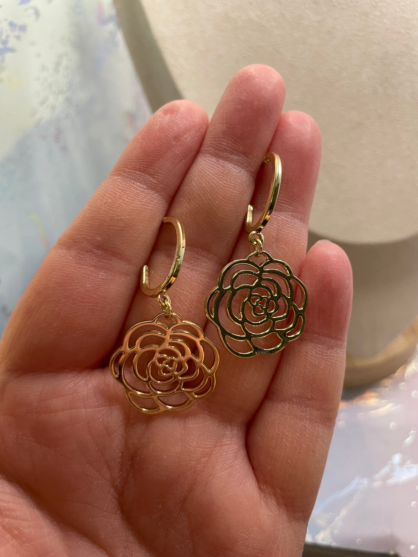 Ensemble Rose Dorée en métal-Sans Nickel