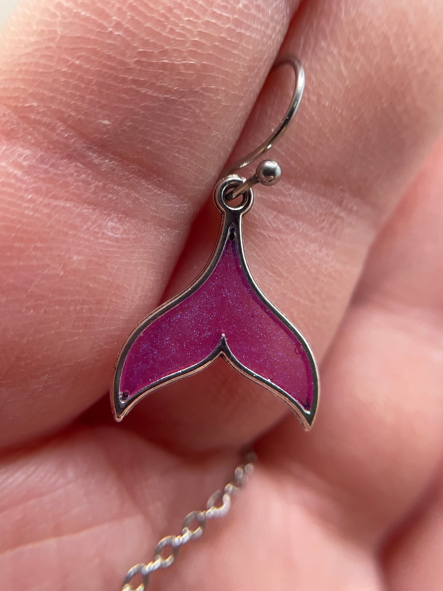 Collier Queue de Sirene Mauve-Sans Nickel+Acier Inoxydable