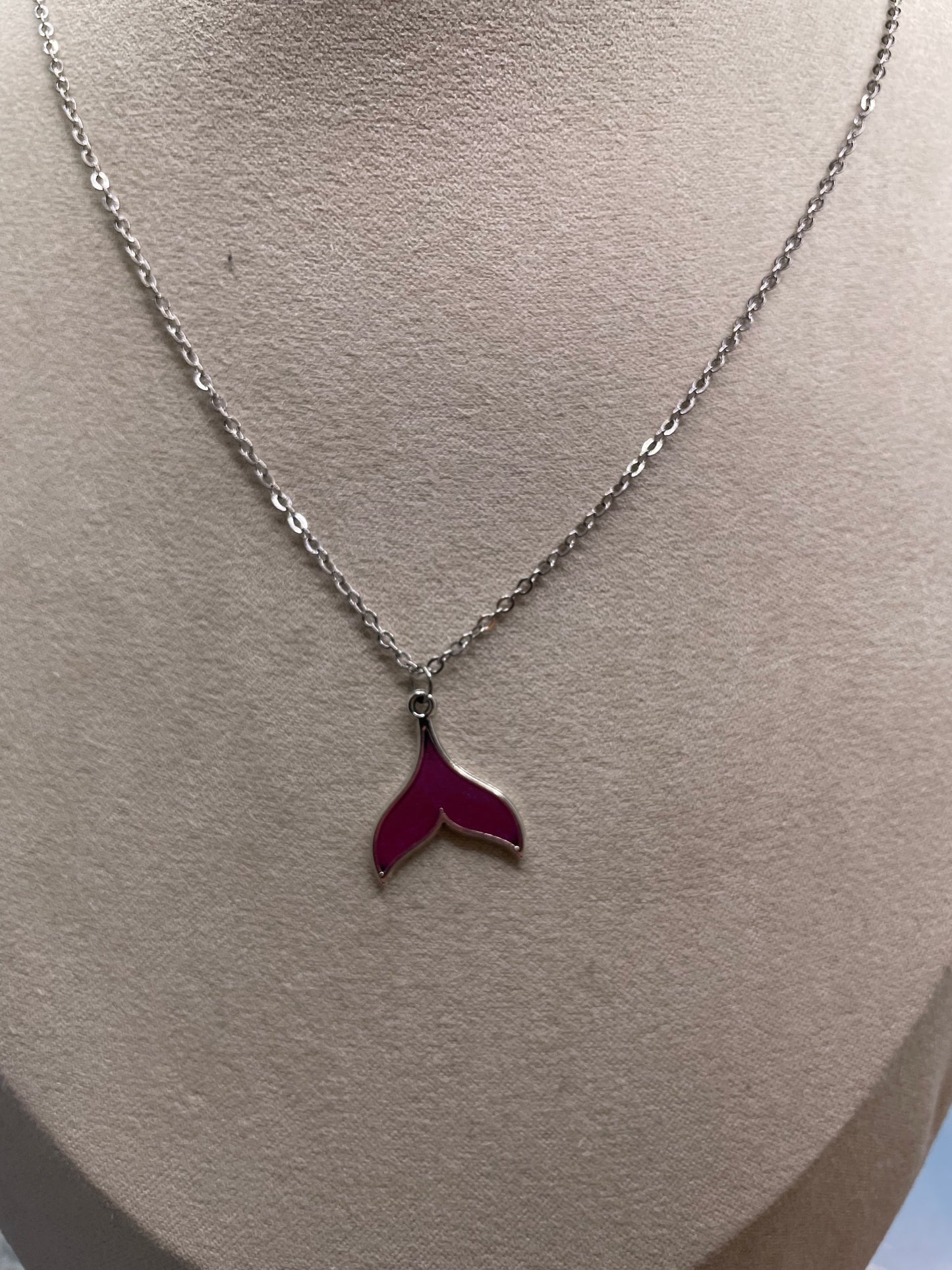 Collier Queue de Sirene Mauve-Sans Nickel+Acier Inoxydable