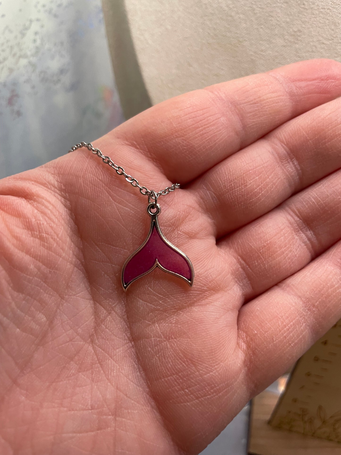 Collier Queue de Sirene Mauve-Sans Nickel+Acier Inoxydable