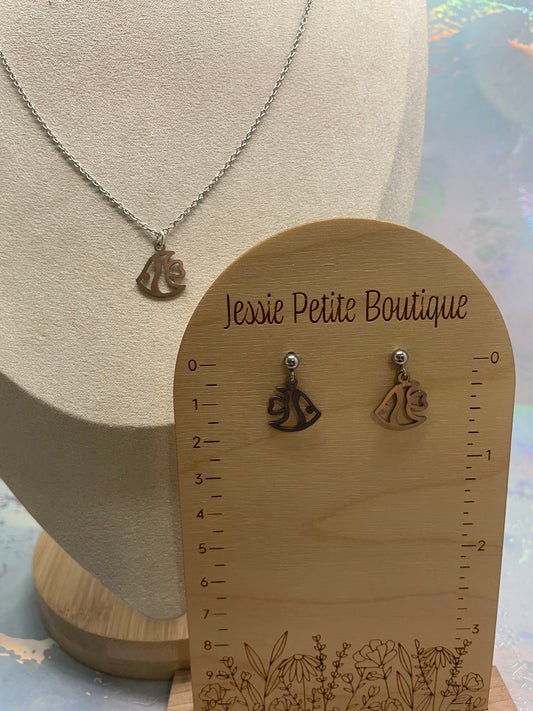 Ensemble poisson argenté-Acier Inoxydable