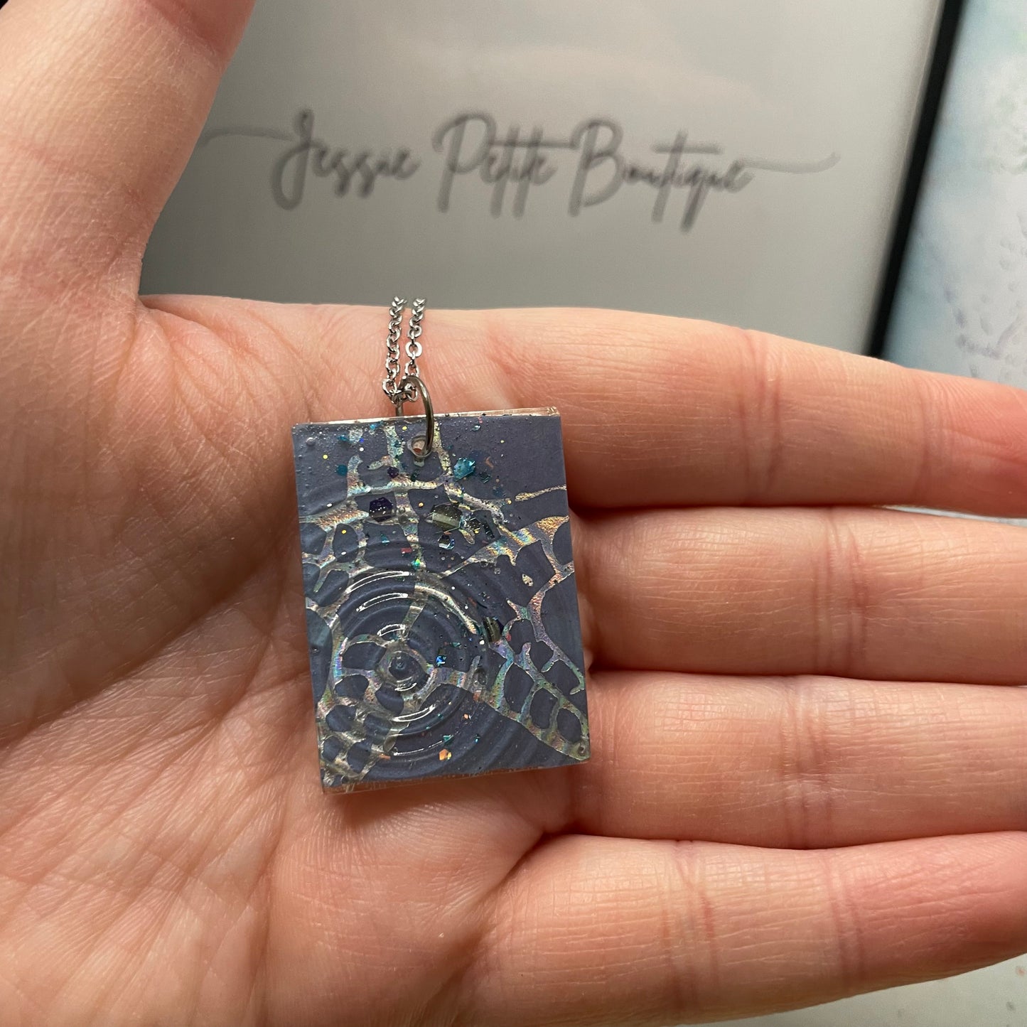 Collier étoile de mer bleu texturé - 20'' Sans nickel