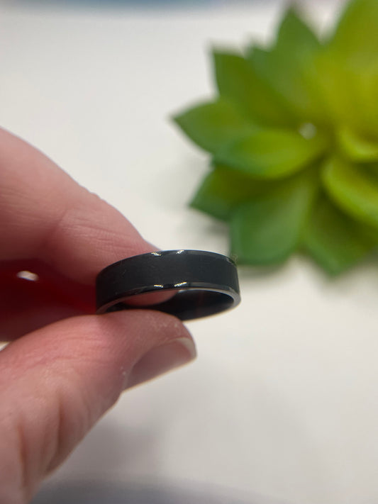Black Inlay Stainless Steel Ring