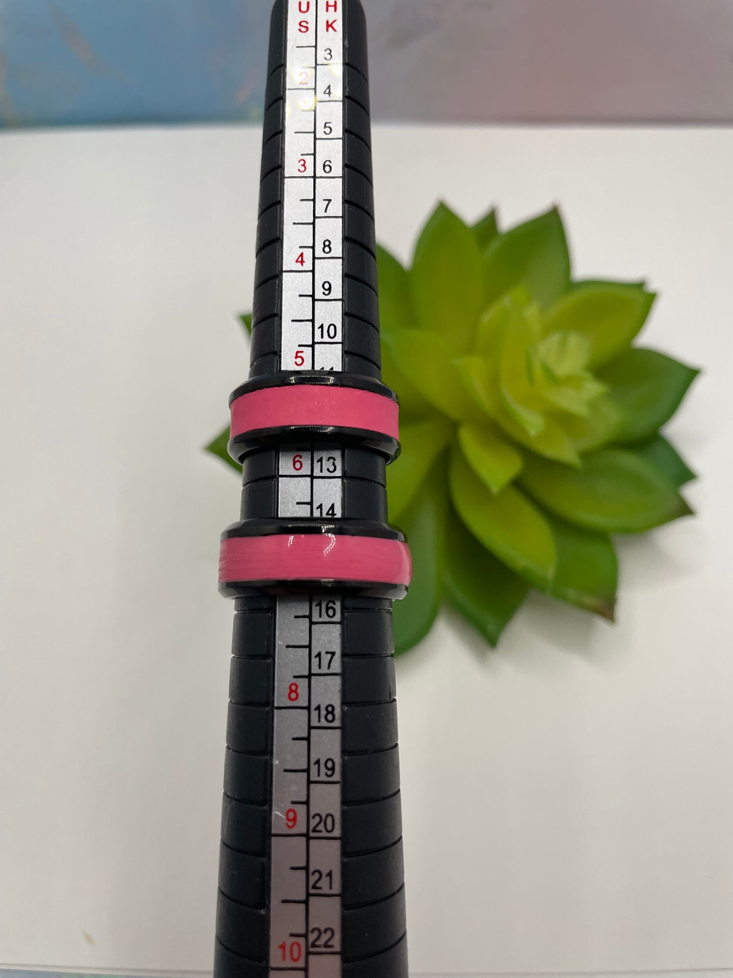 Stainless Steel Ring with Pink Polymer Clay Inlay (Black Finish)