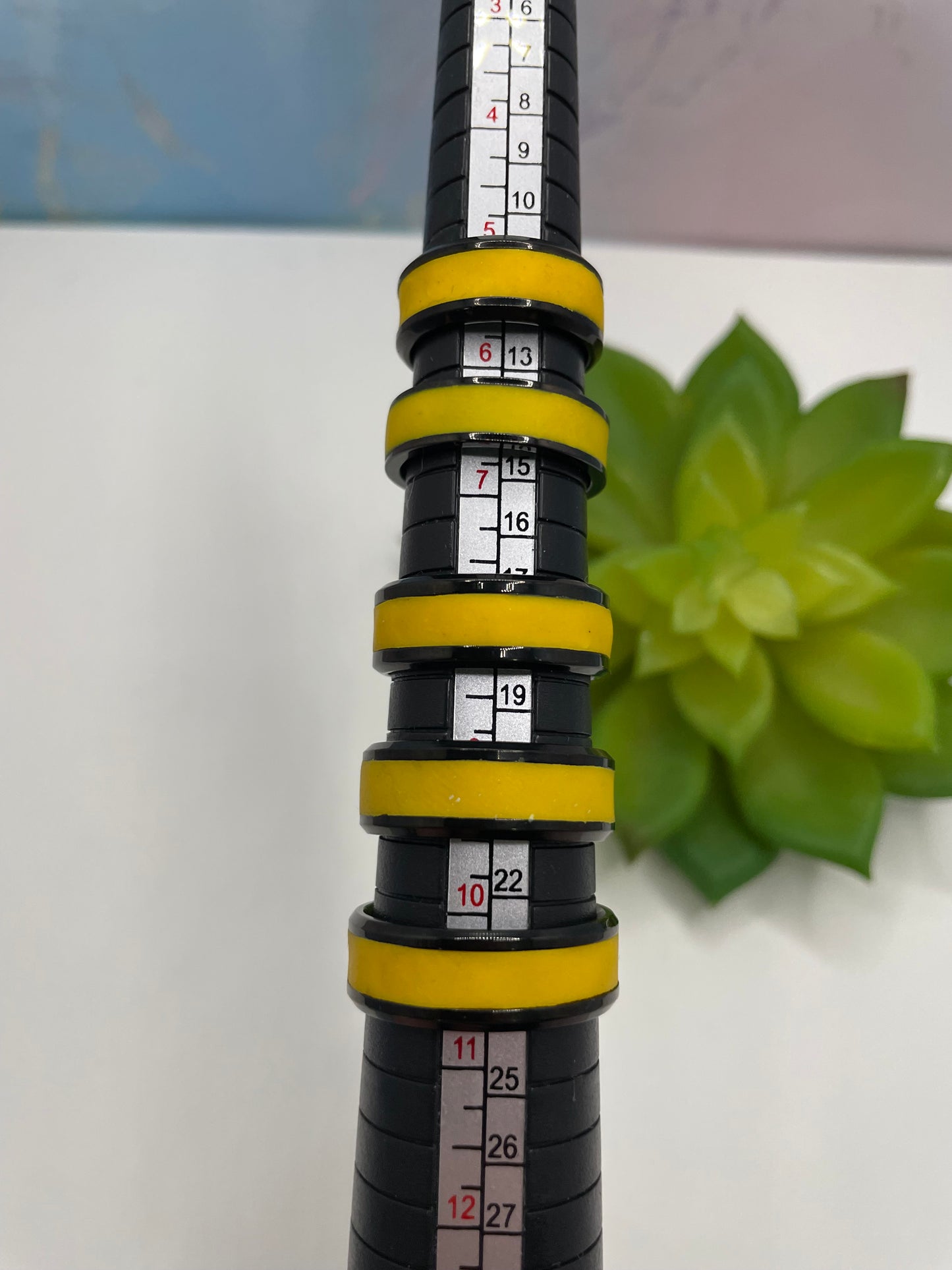 Yellow Polymer Clay Inlay Stainless Steel Ring (Black Finish)