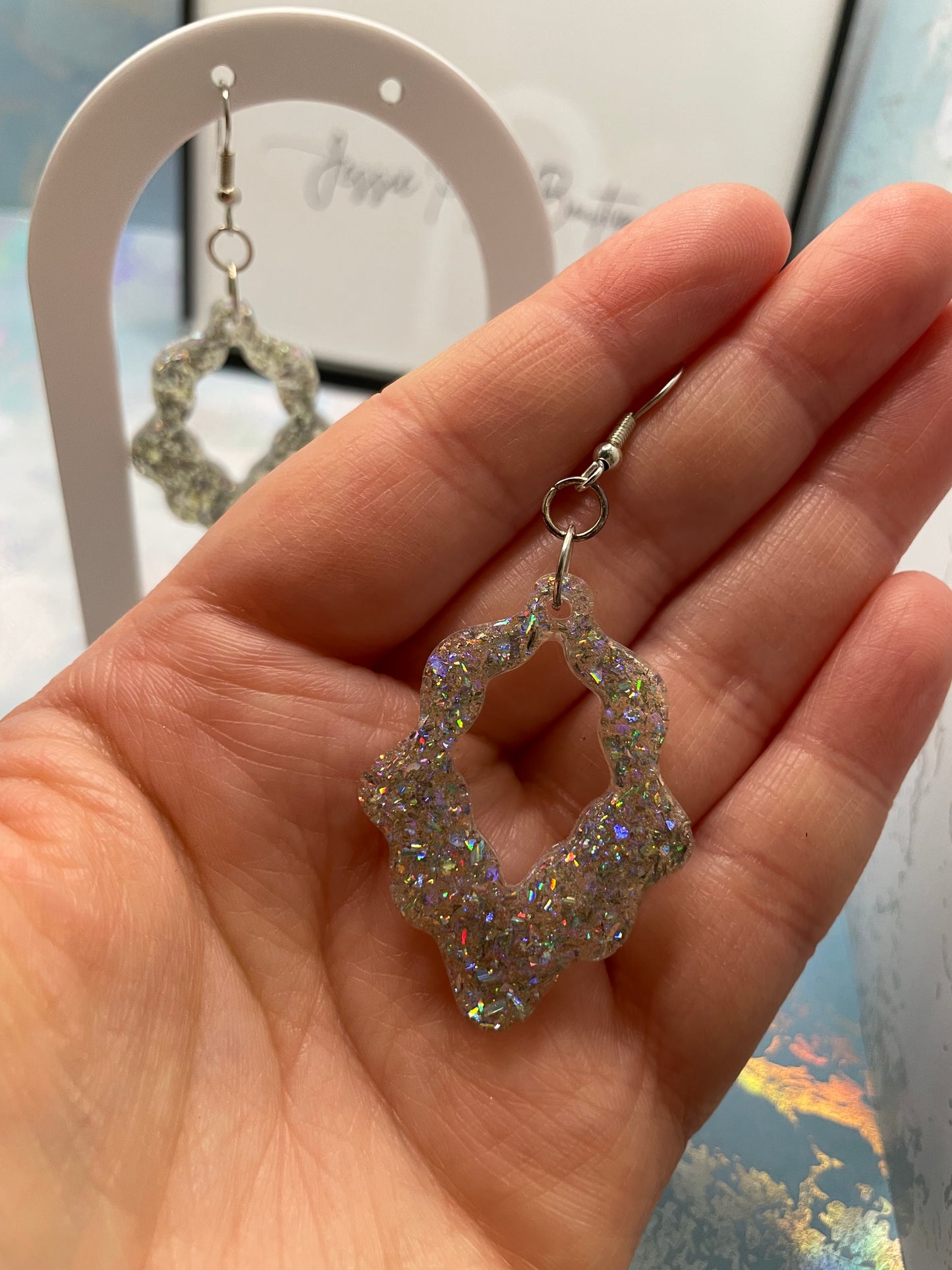 Sparkly Grey Chandelier Earrings – Nickel Free