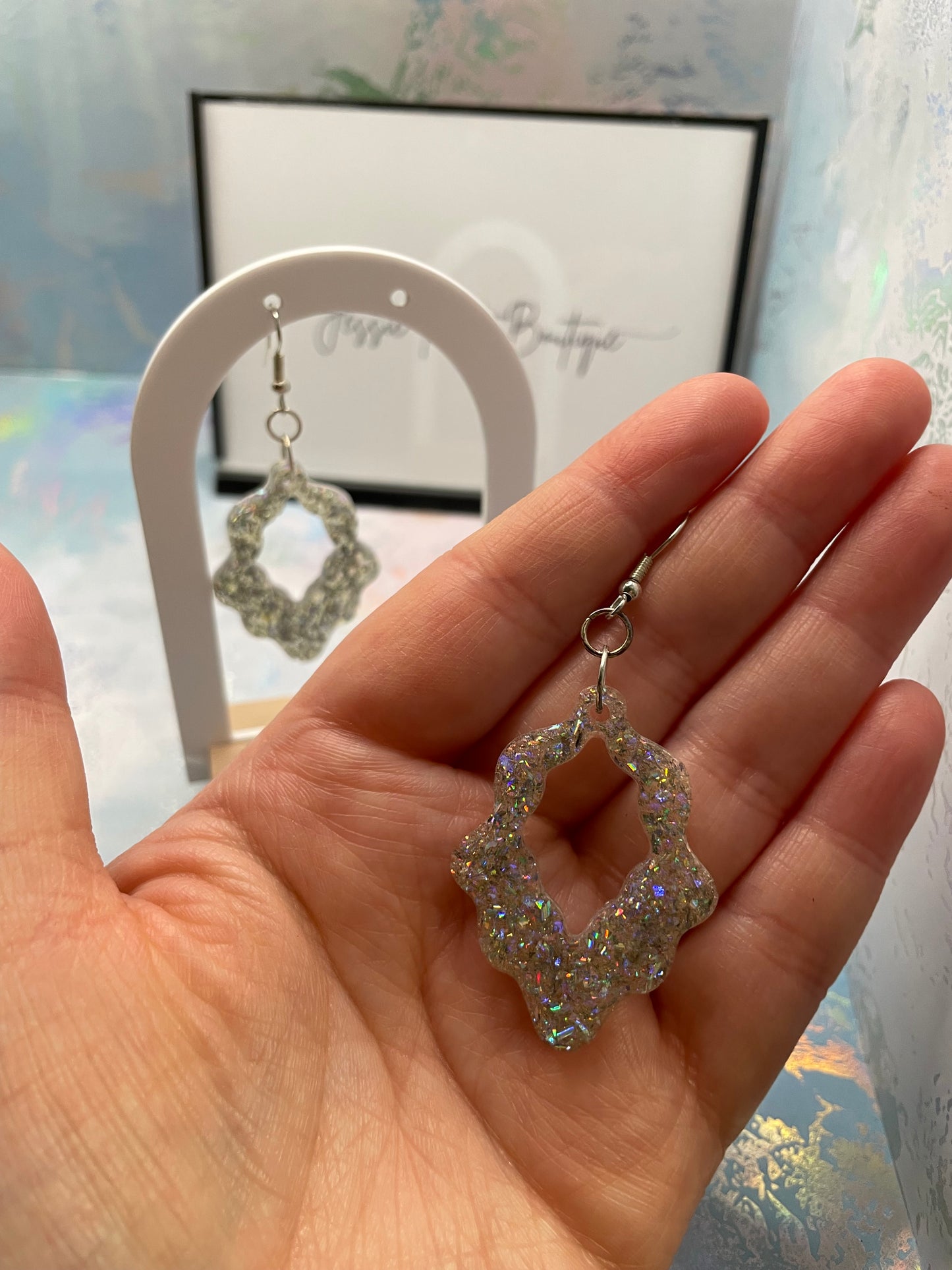 Sparkly Grey Chandelier Earrings – Nickel Free