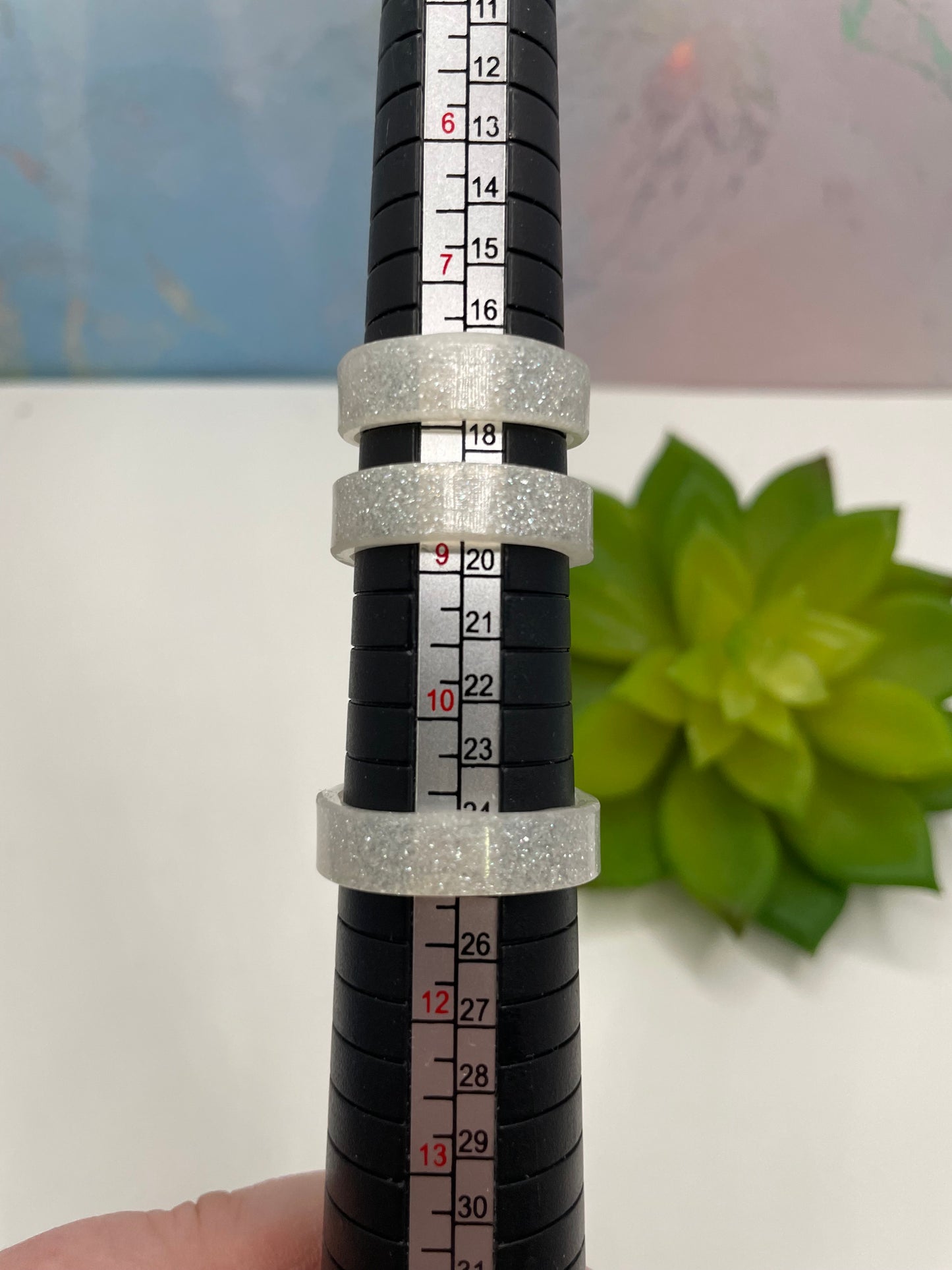 Sparkly White Resin Band Ring