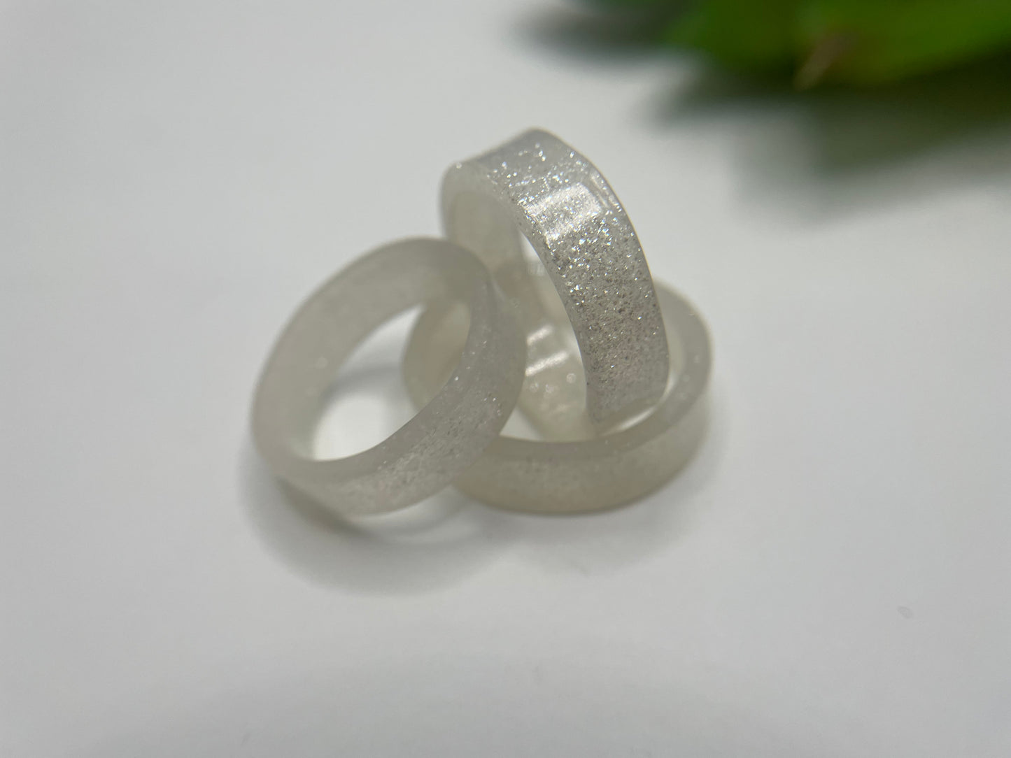Sparkly White Resin Band Ring