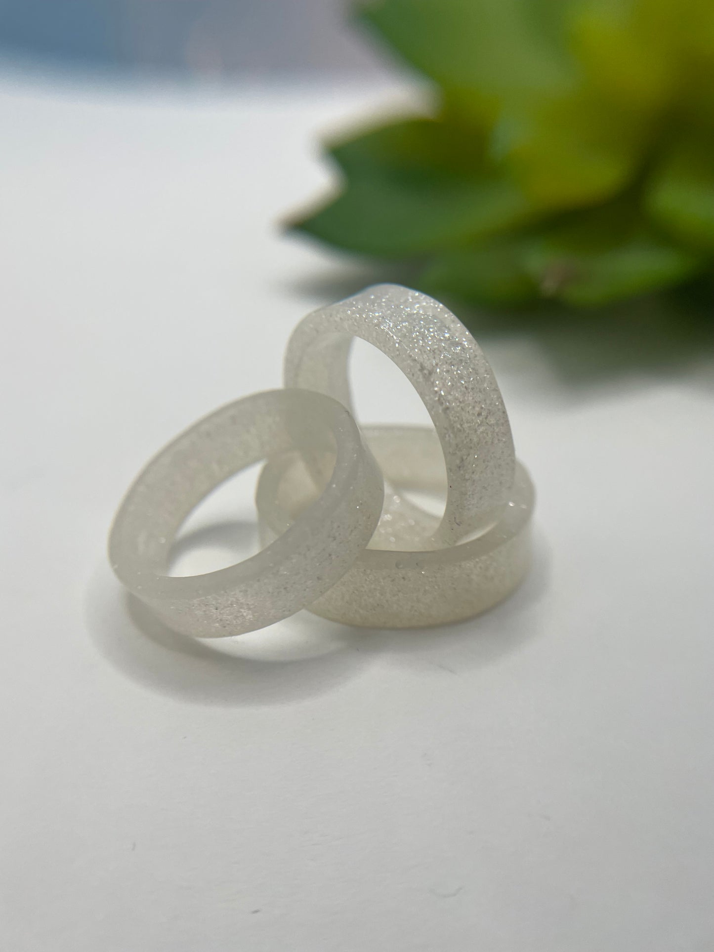 Sparkly White Resin Band Ring