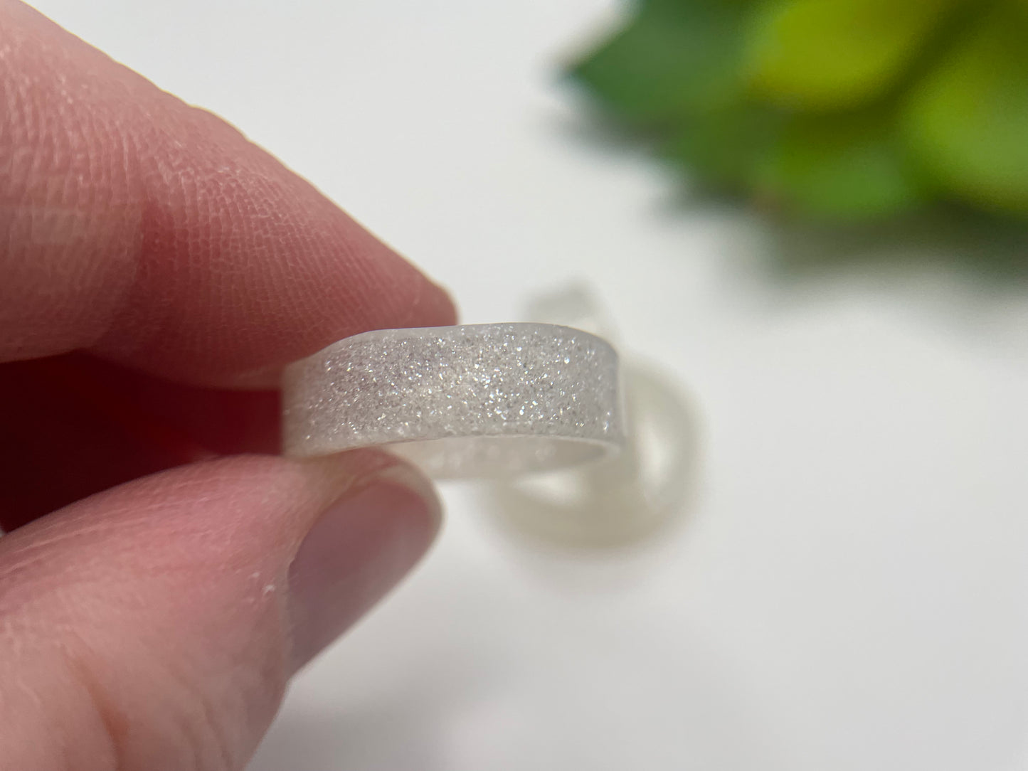 Sparkly White Resin Band Ring
