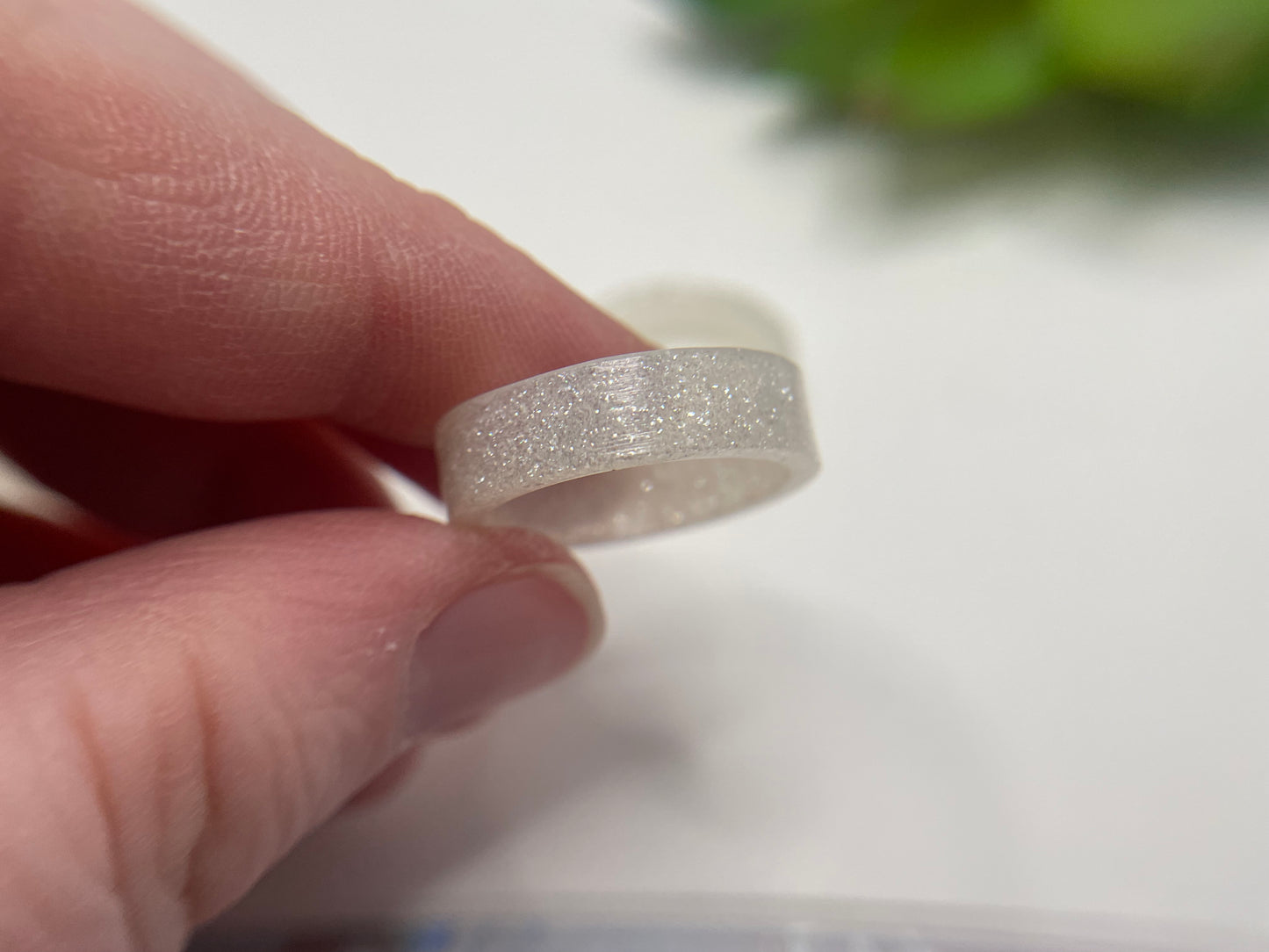 Sparkly White Resin Band Ring