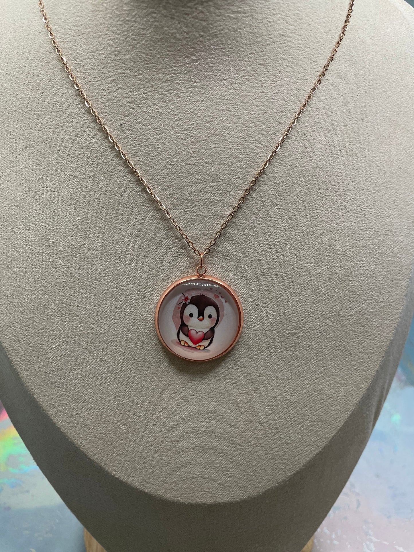 Collier Cabochon Portrait Animaux Couronne Floral -Acier Inoxydable