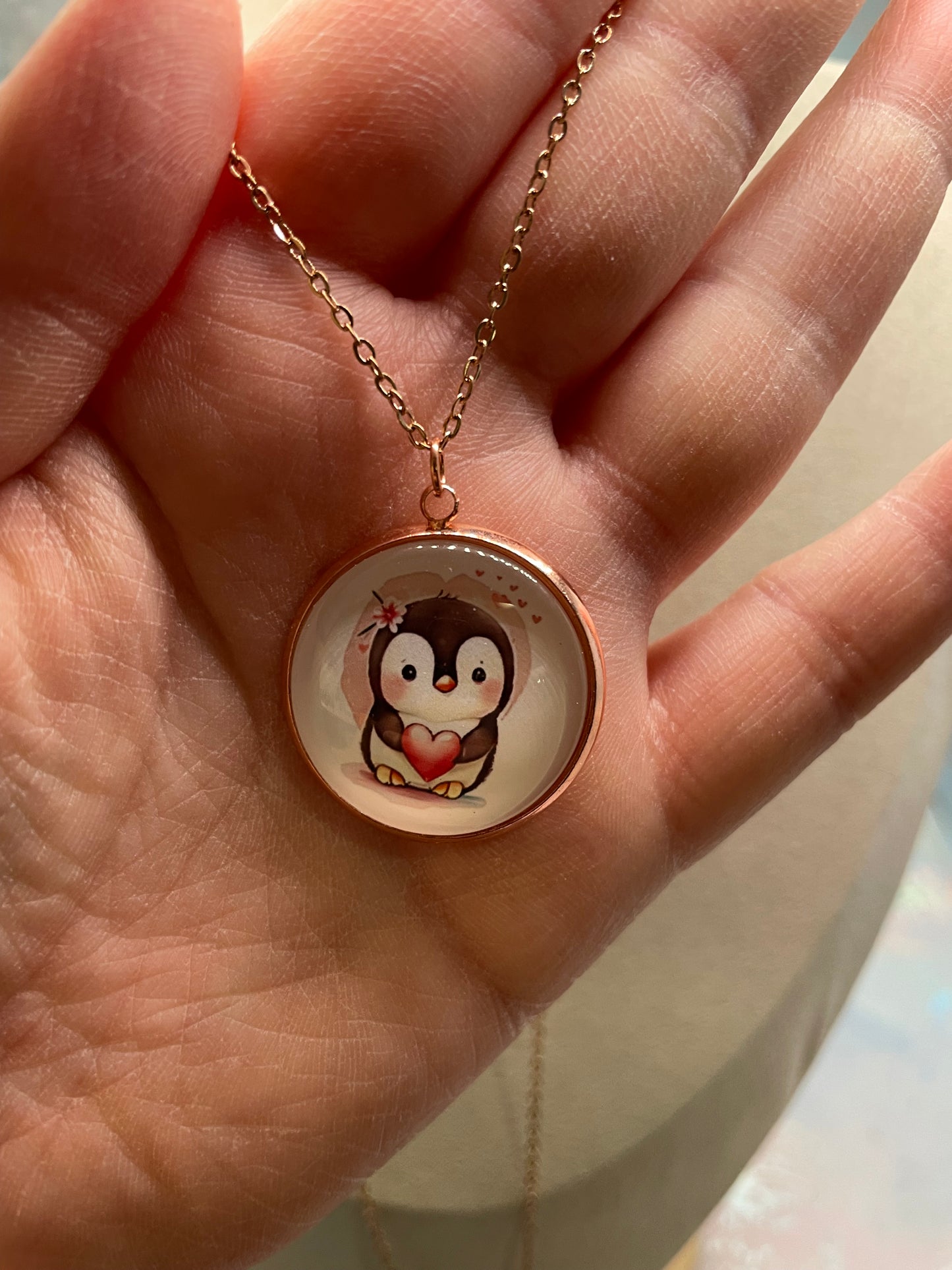 Collier Cabochon Portrait Animaux Couronne Floral -Acier Inoxydable