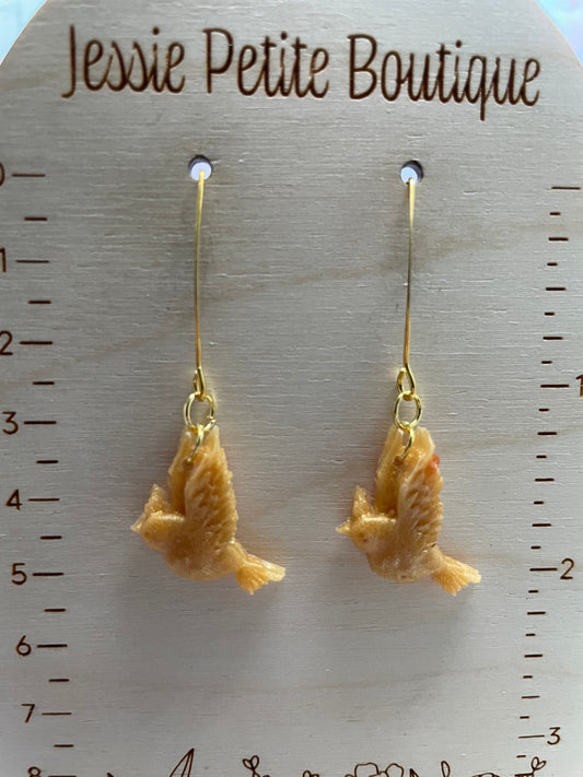 Boucles d'oreilles oiseaux dorés volants