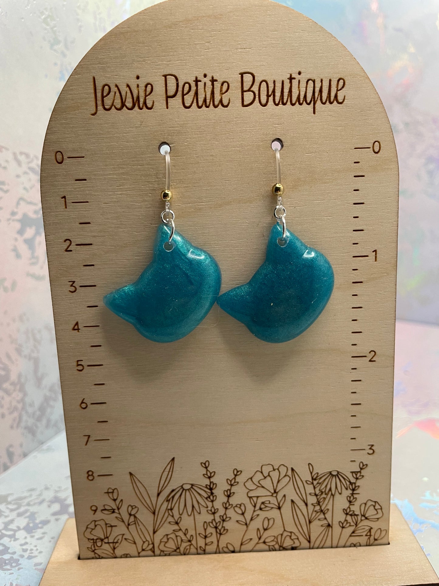 Blue Cat Earrings – Hypoallergenic/Plastic Findings
