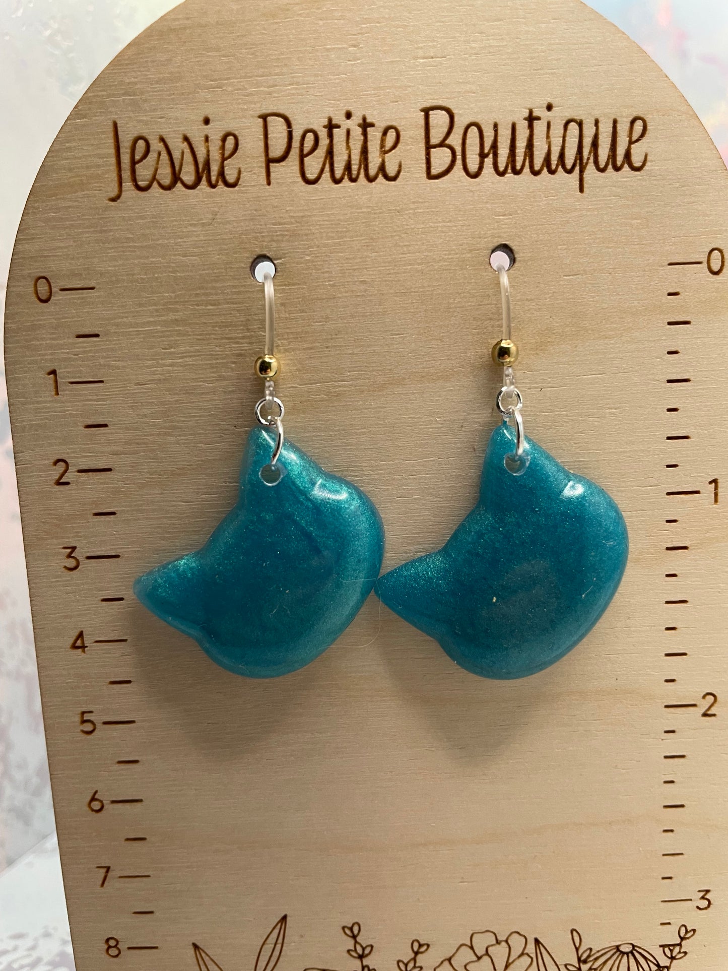 Blue Cat Earrings – Hypoallergenic/Plastic Findings